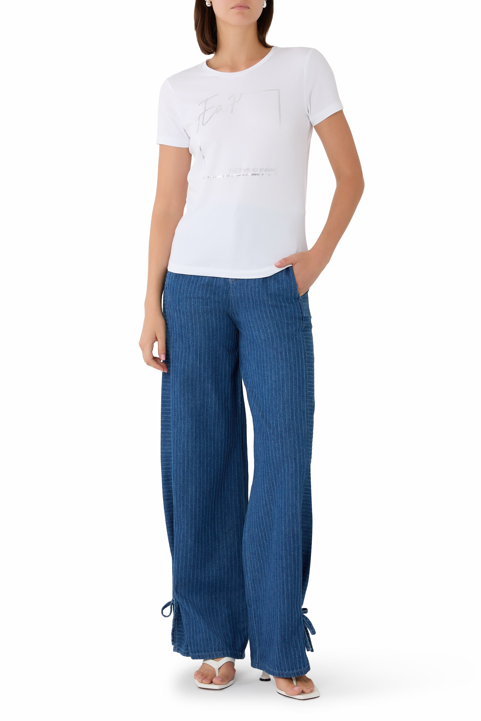 Five-Pocket Pinstriped Denim Pants