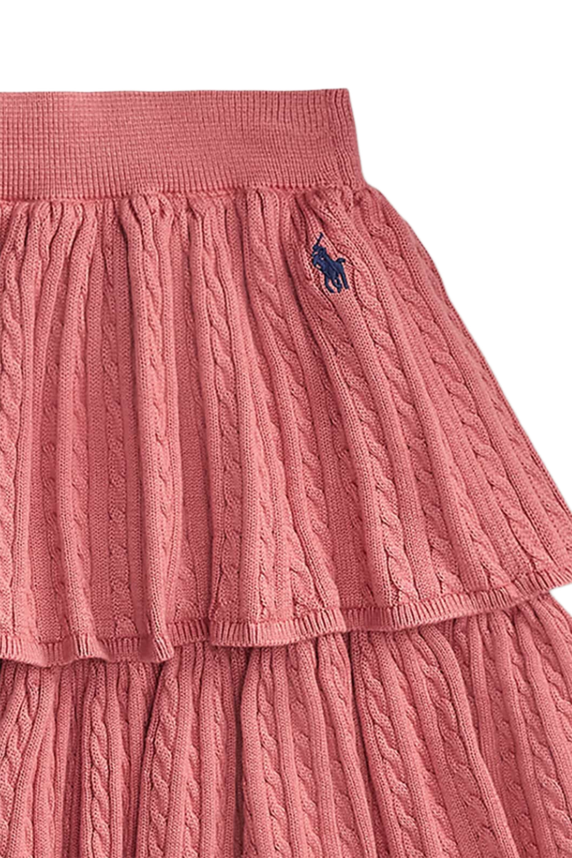 Kids Logo Cable-Knit Tiered Skirt