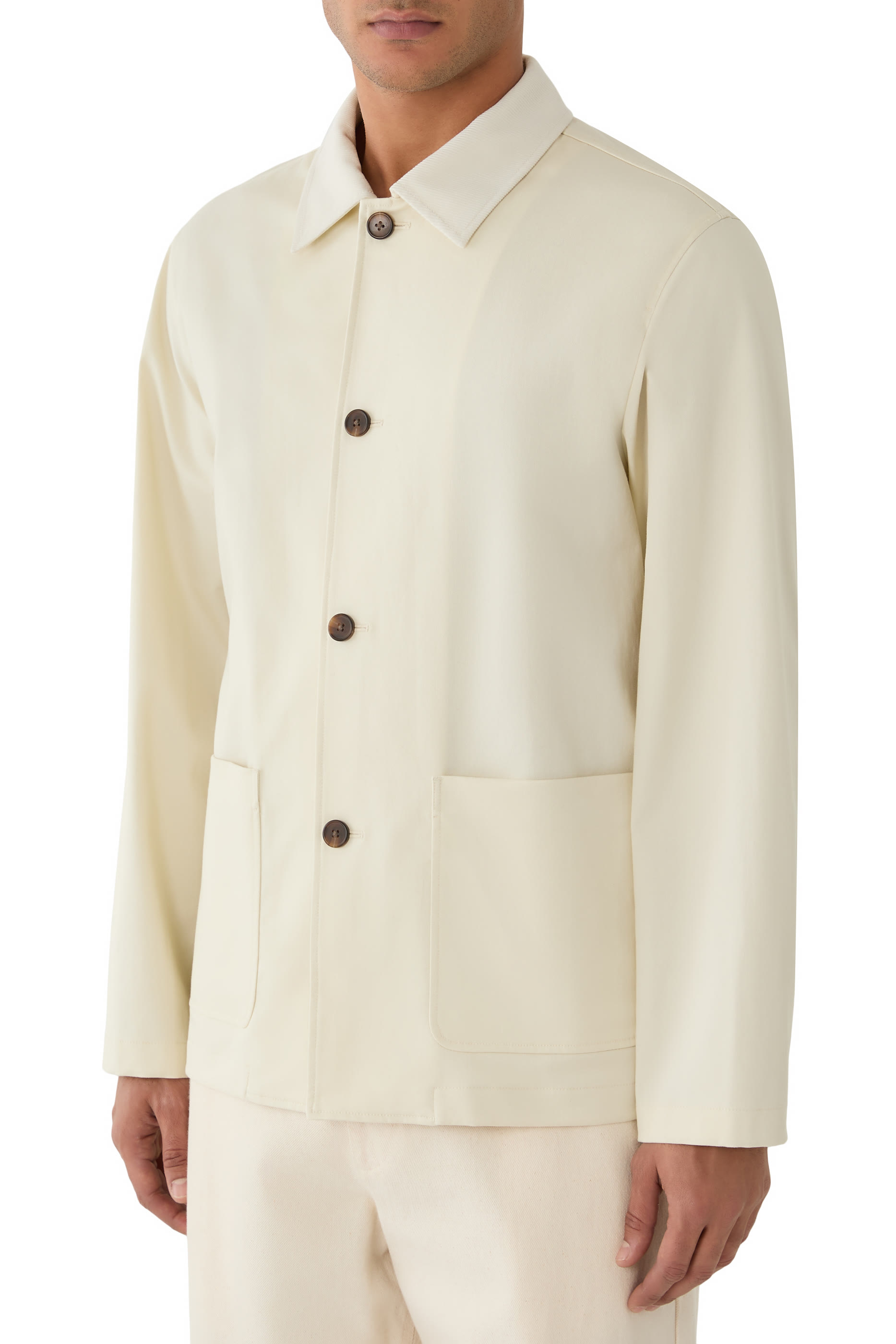 Four-Button Jacket in Moonsoft Cotton
