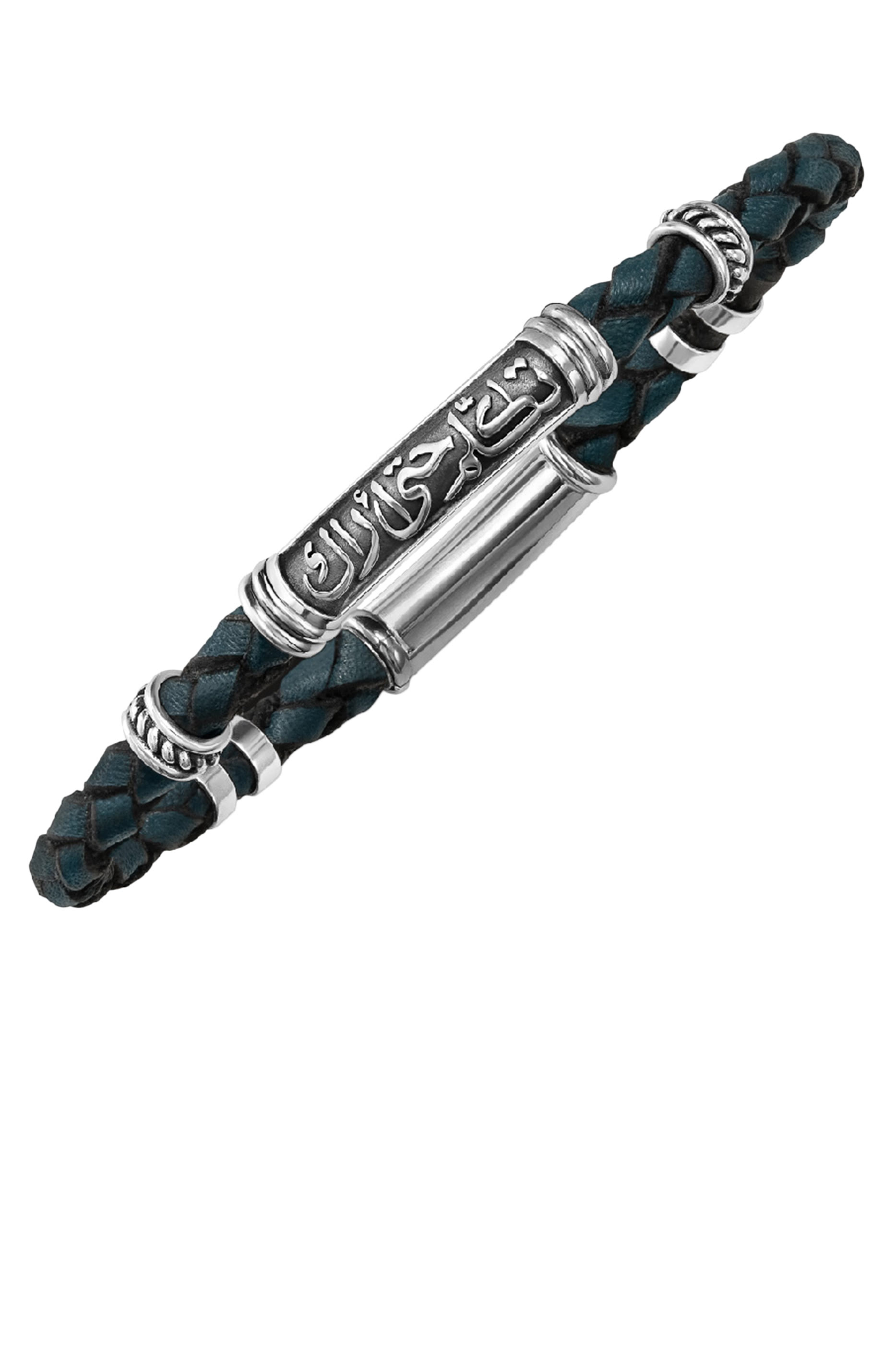 Leather Calligraphy Bracelet, Sterling Silver 