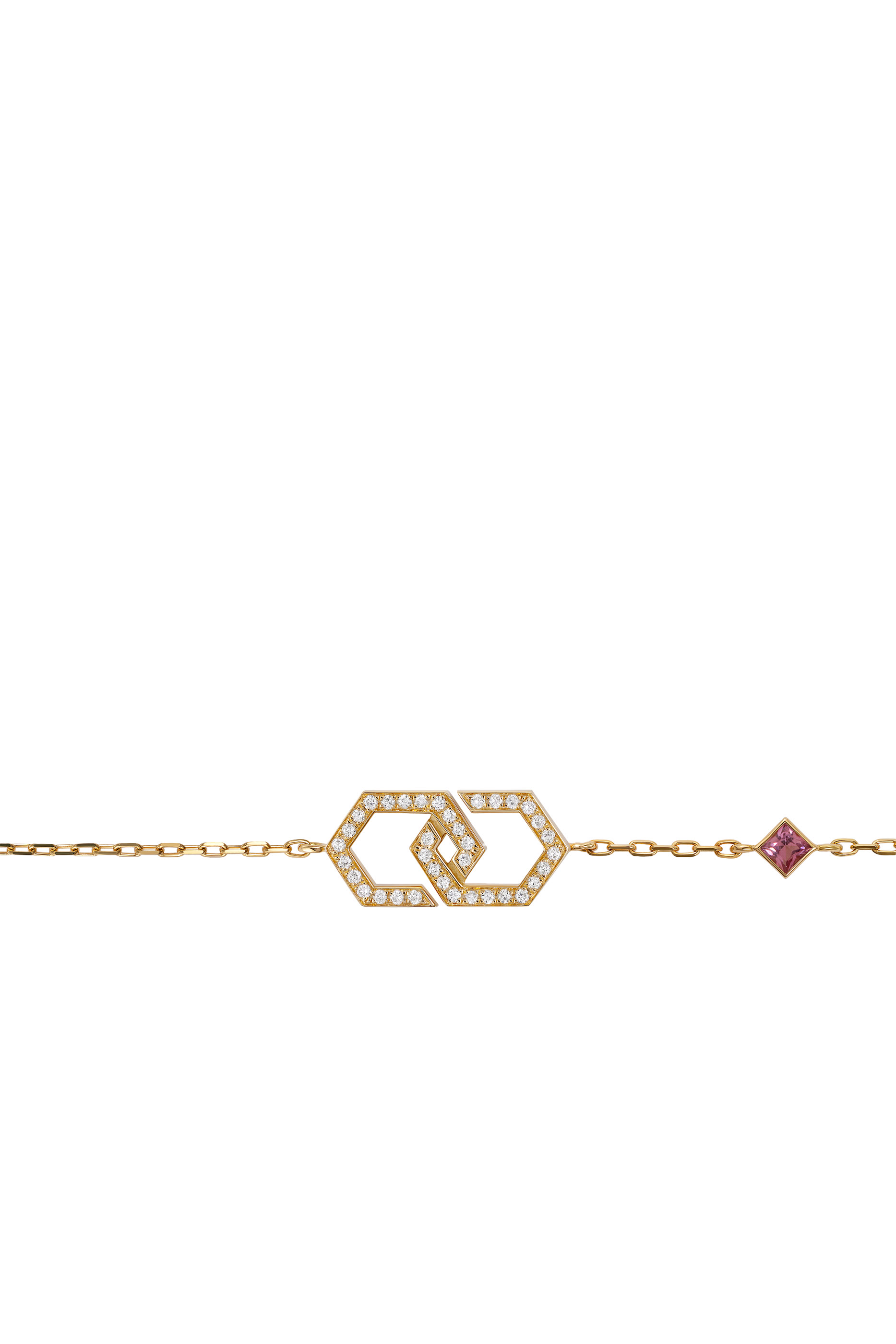 Infinity Small Bracelet, 18k Yellow Gold, Diamonds & Sapphire