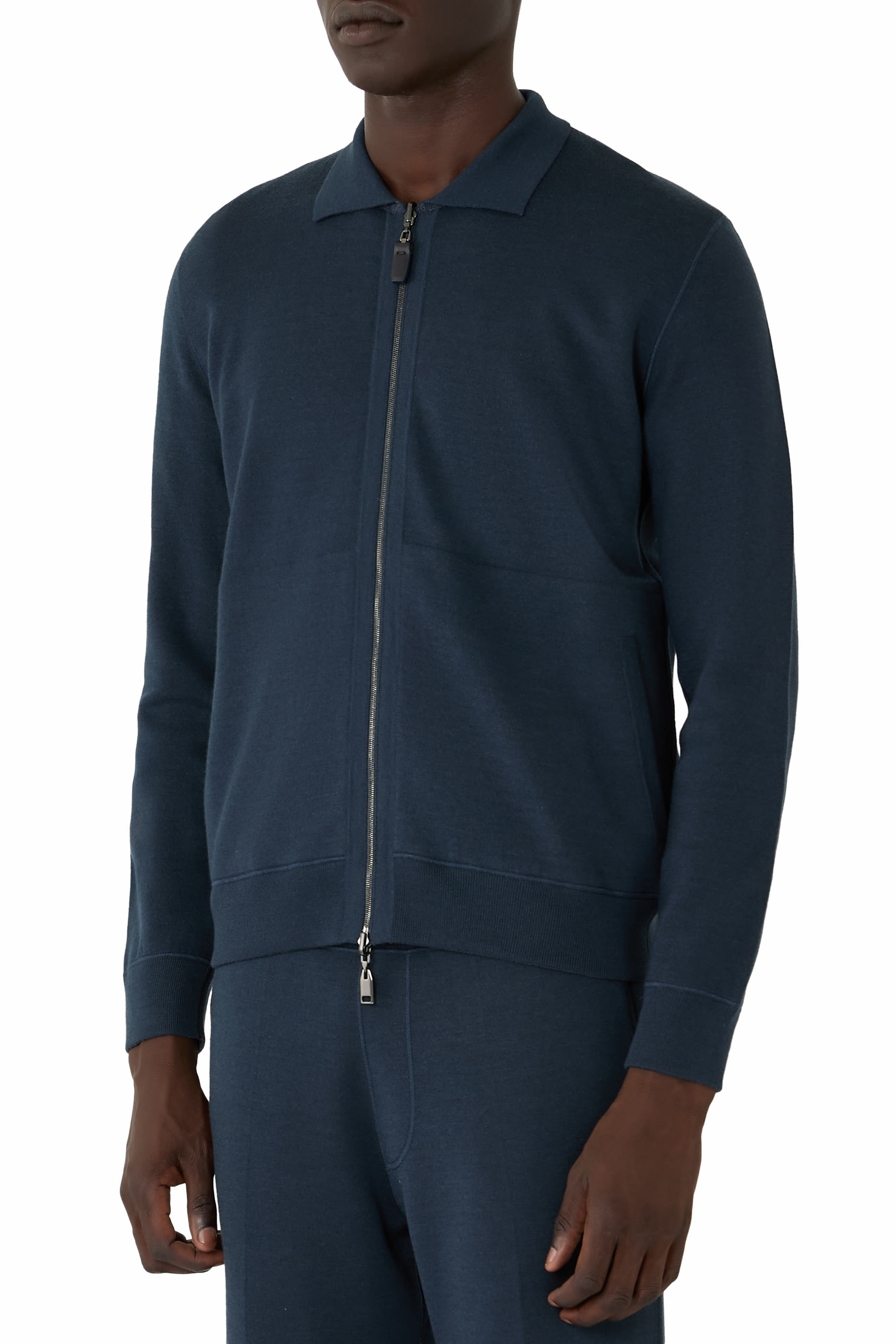 Stand-Up Collar Zip-Up Cardigan