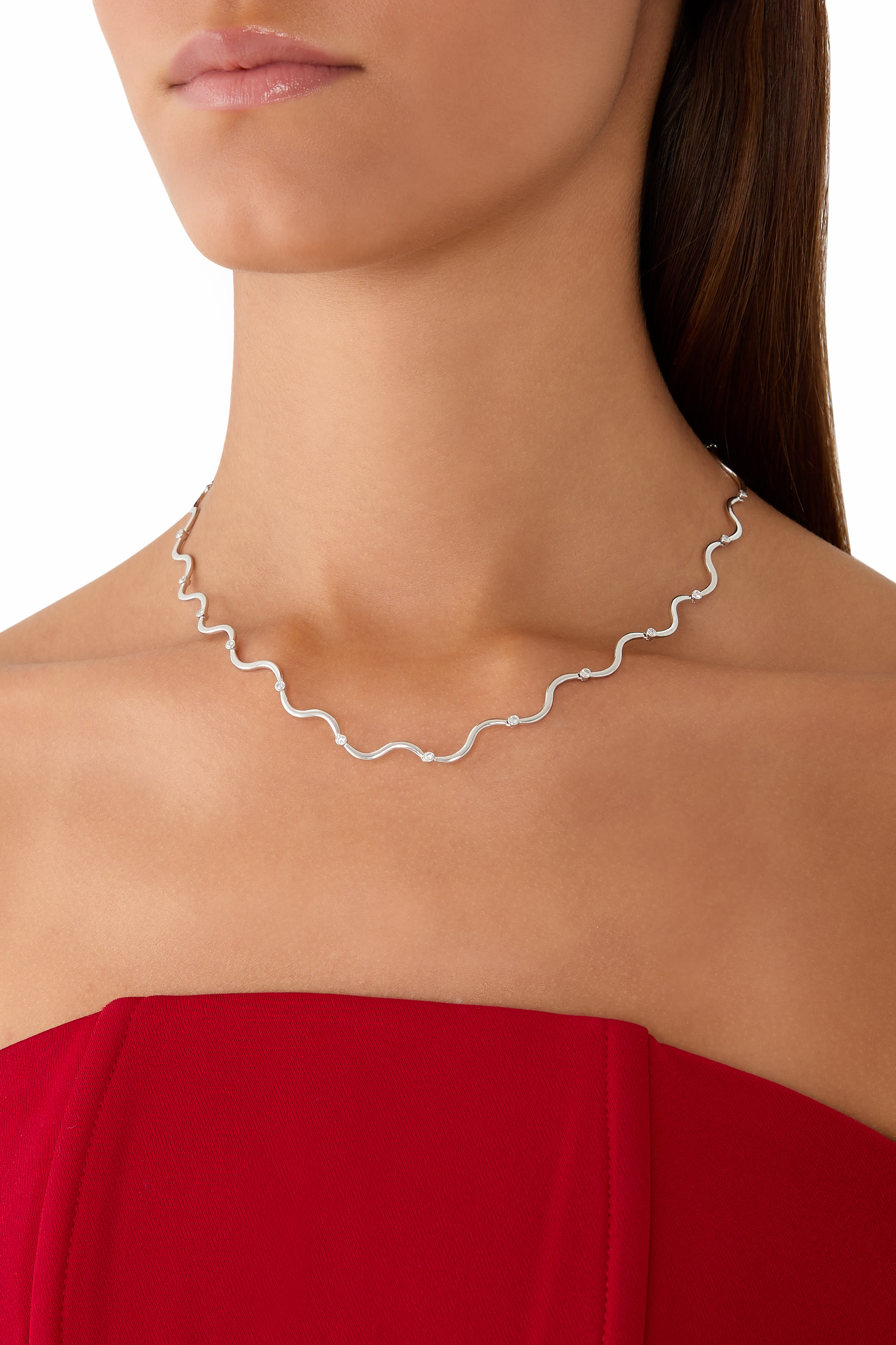 Wave Choker, 18K White Gold & Diamonds