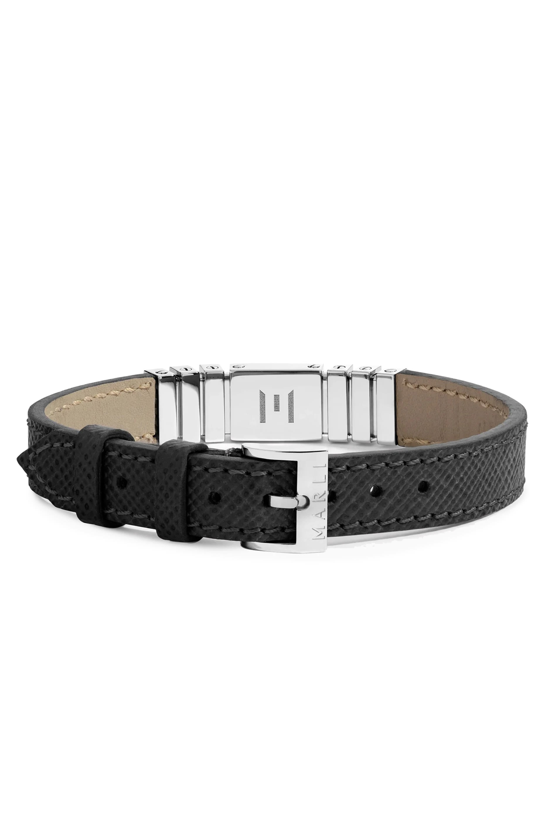  Unii Leather Strap Bracelet, 18K White Gold & Black Onyx