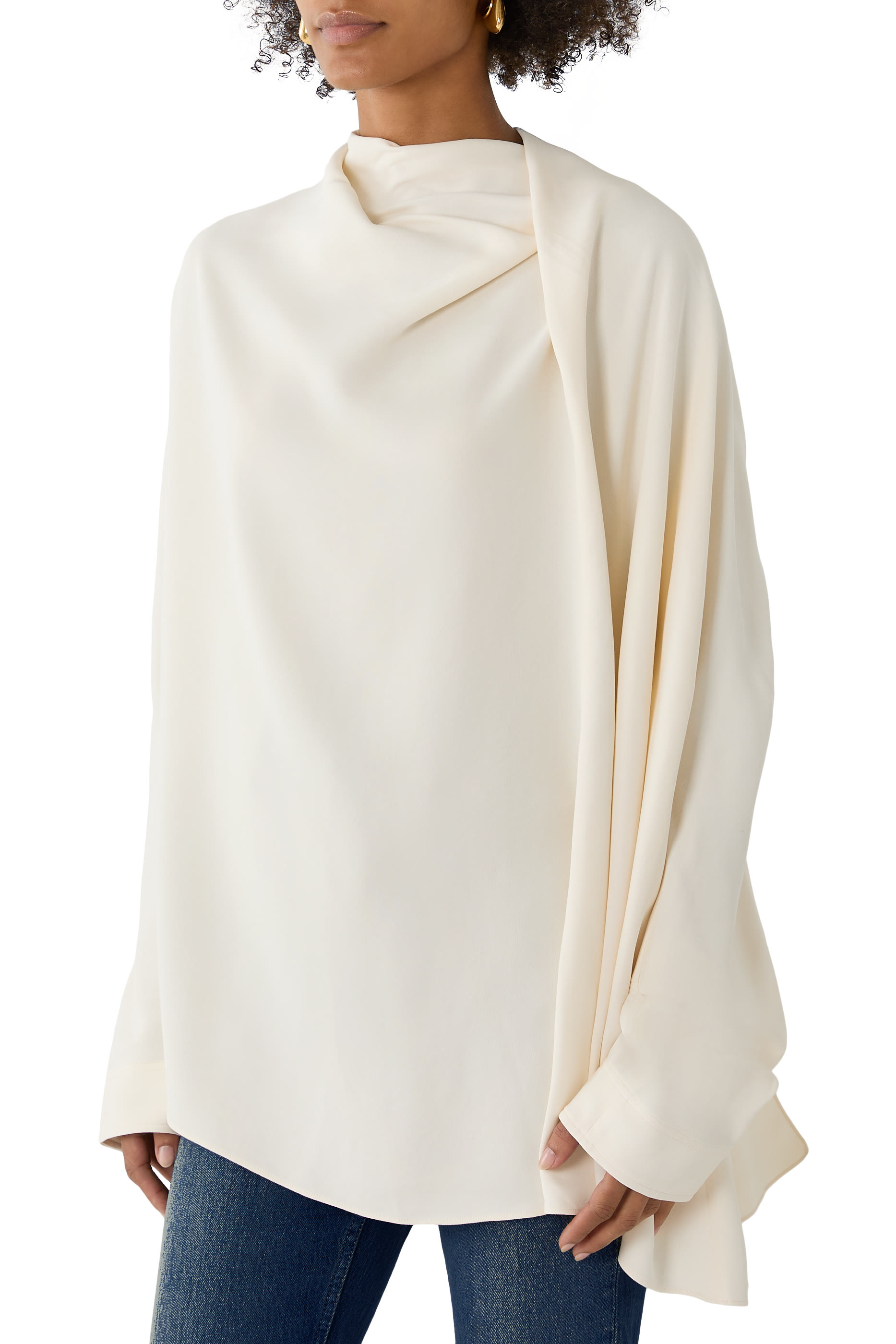 Asymmetric Draped Cady Blouse 