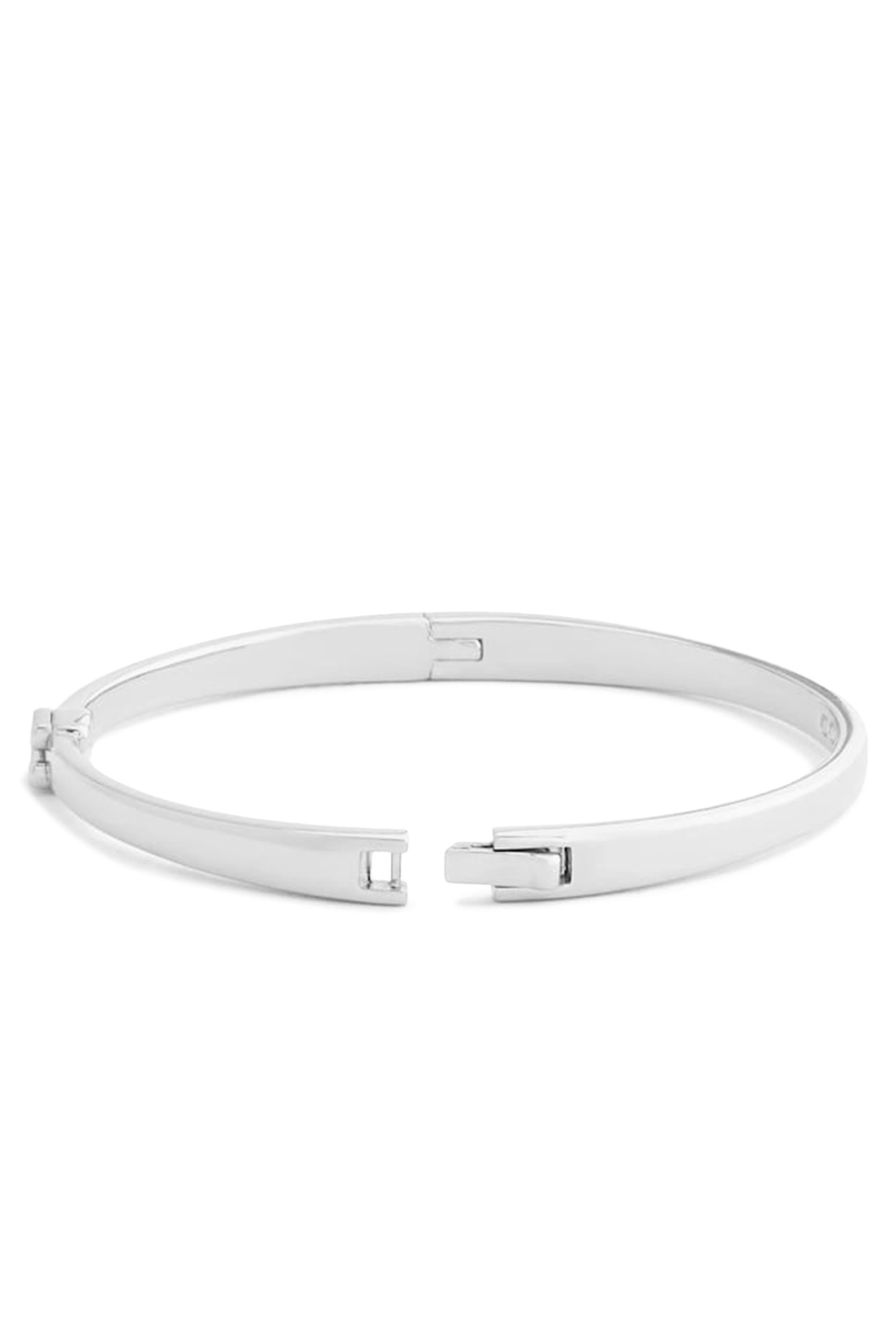 Thin Signature Hinged Bangle, Plated Brass & Cubic Zirconia