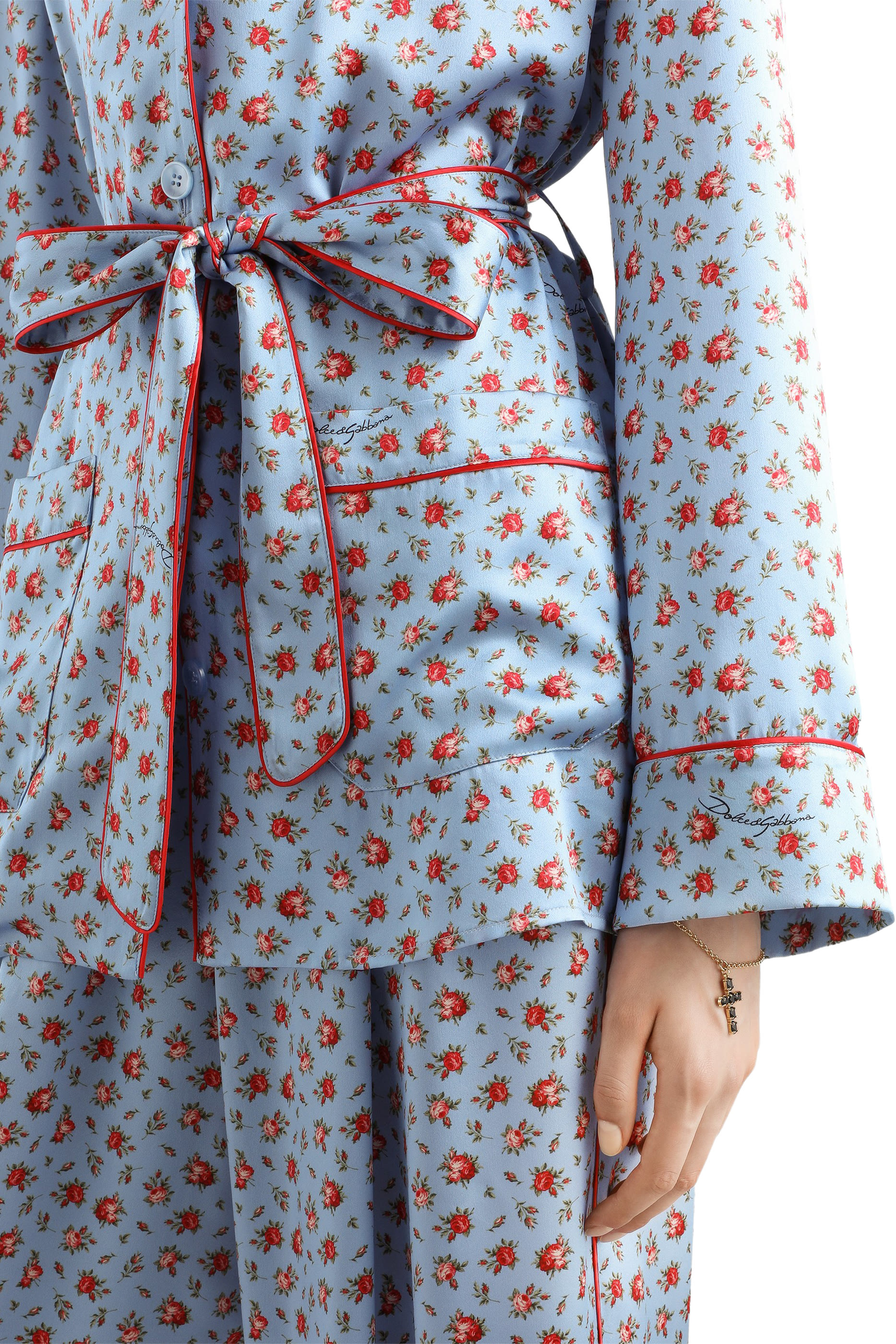 Small Rose-Print Silk Vanity Shirt