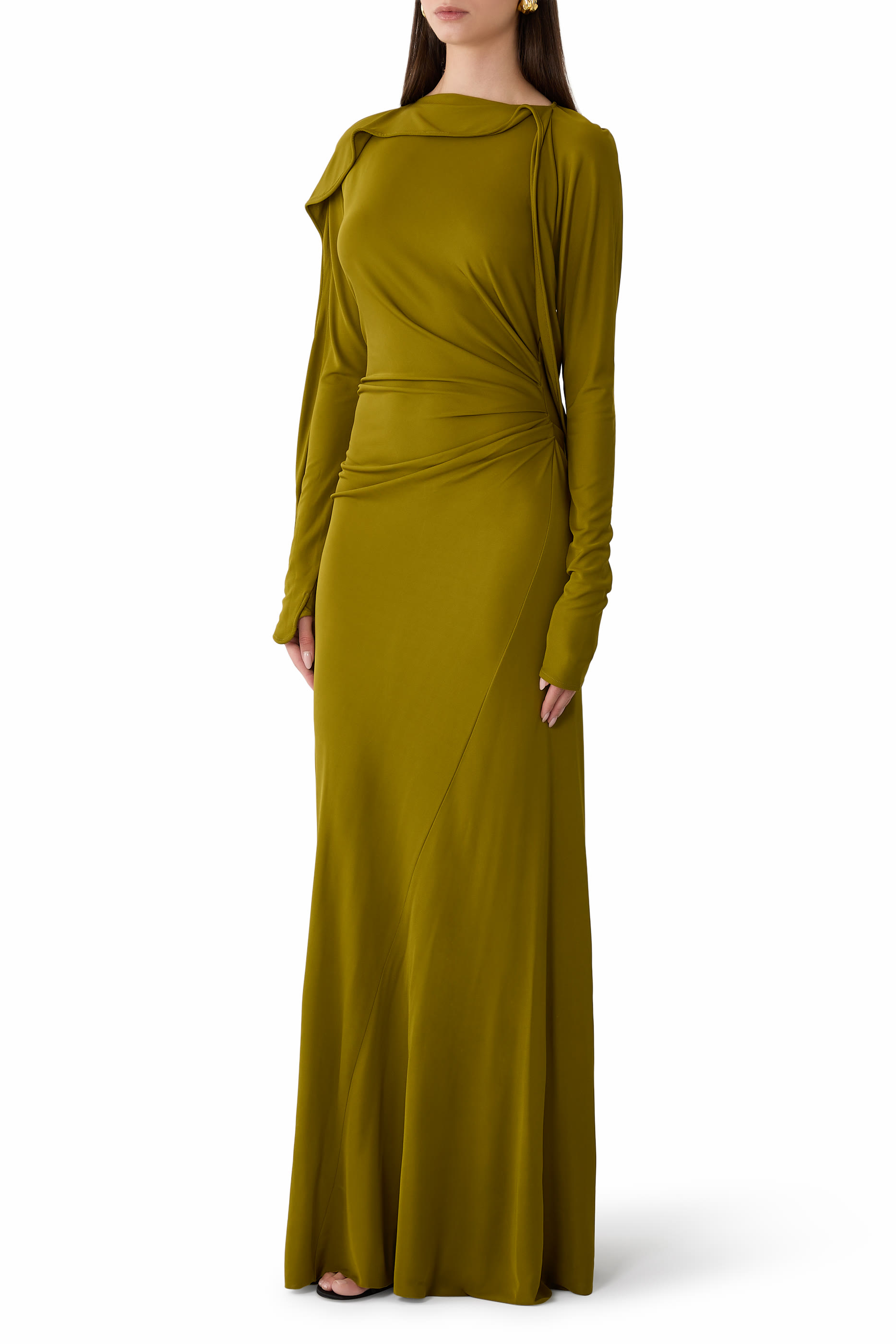 Closed Neck Draped Gown