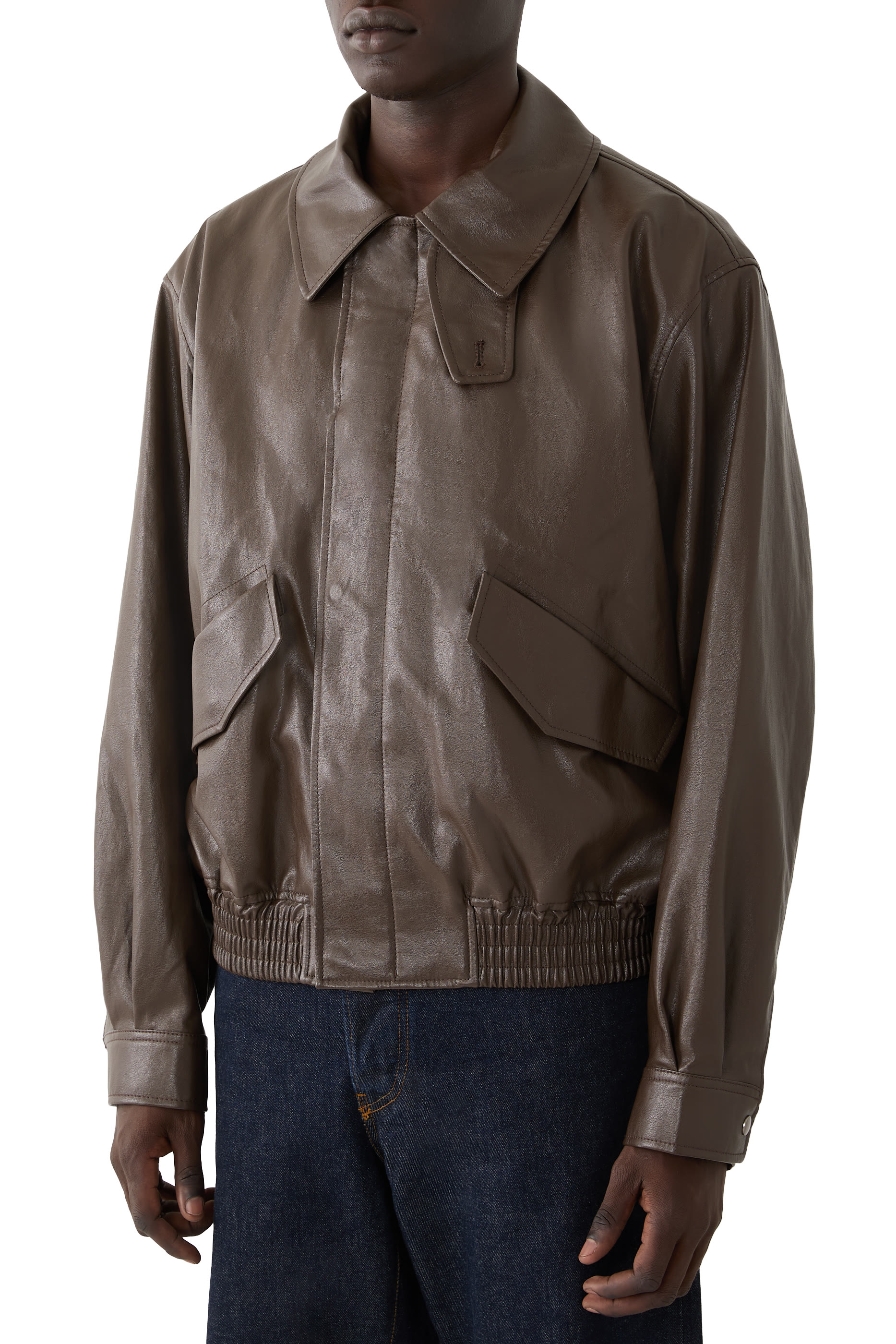 Faux Leather Zip Blouson