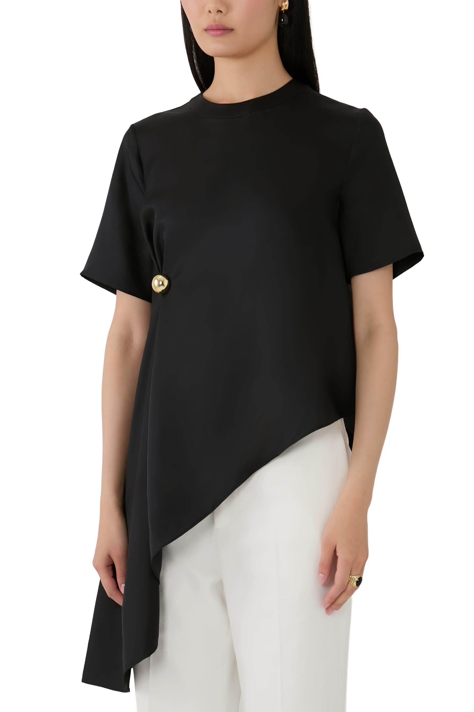 Madea Asymmetric Silk Twill Top