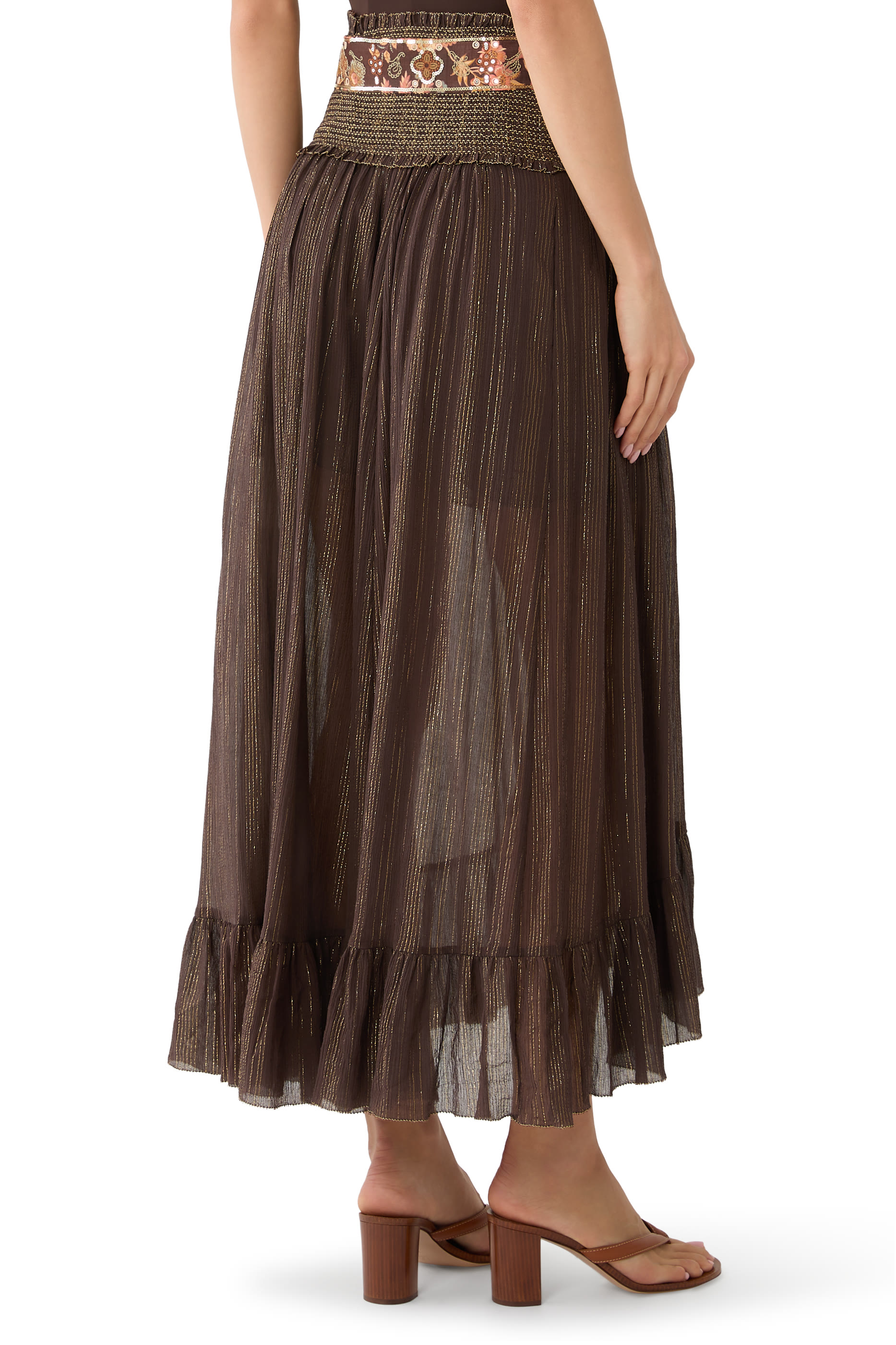 Aster Shirred Midi Skirt