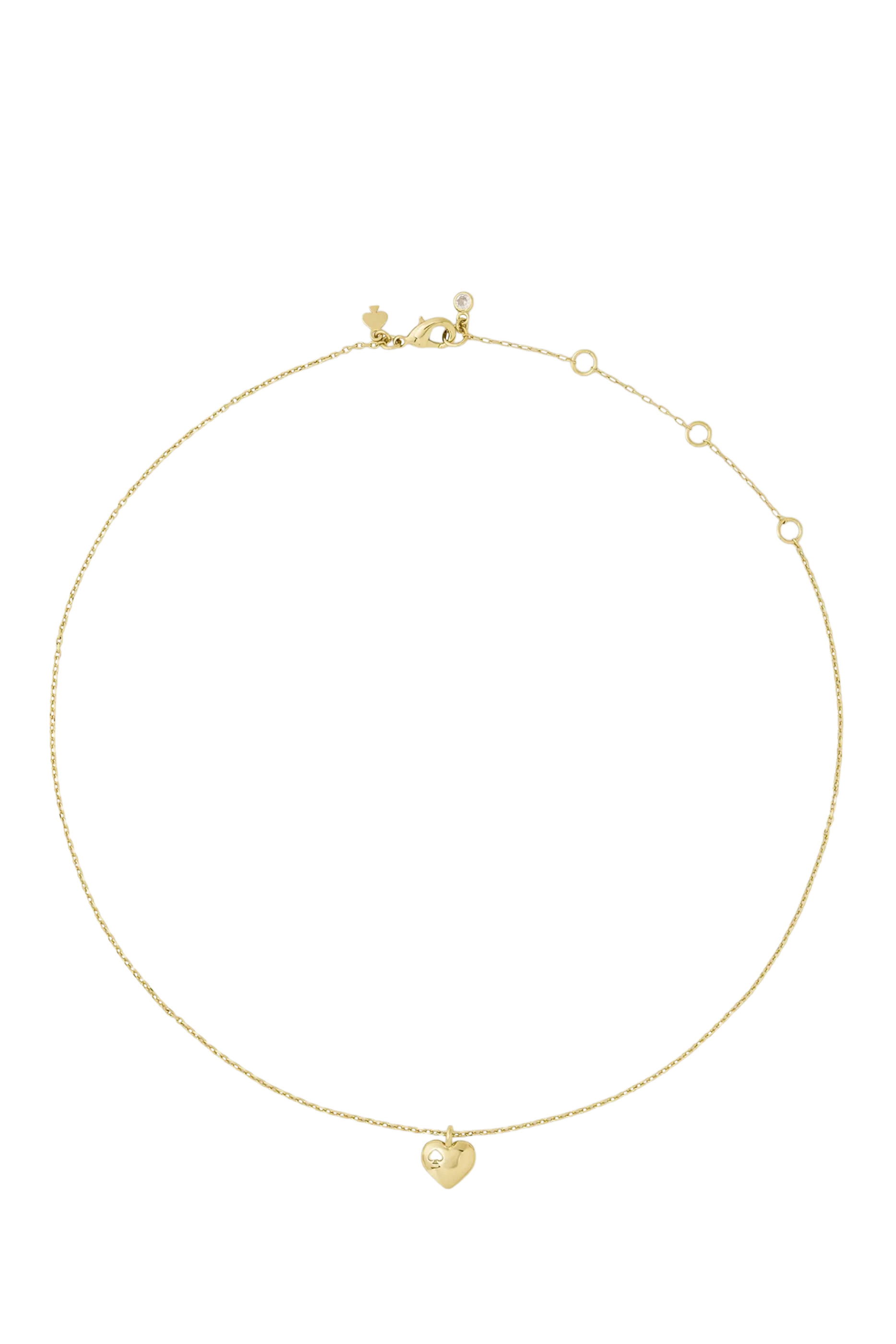 Heart and Spade Pendant Necklace, Cubic Zirconia & Brass