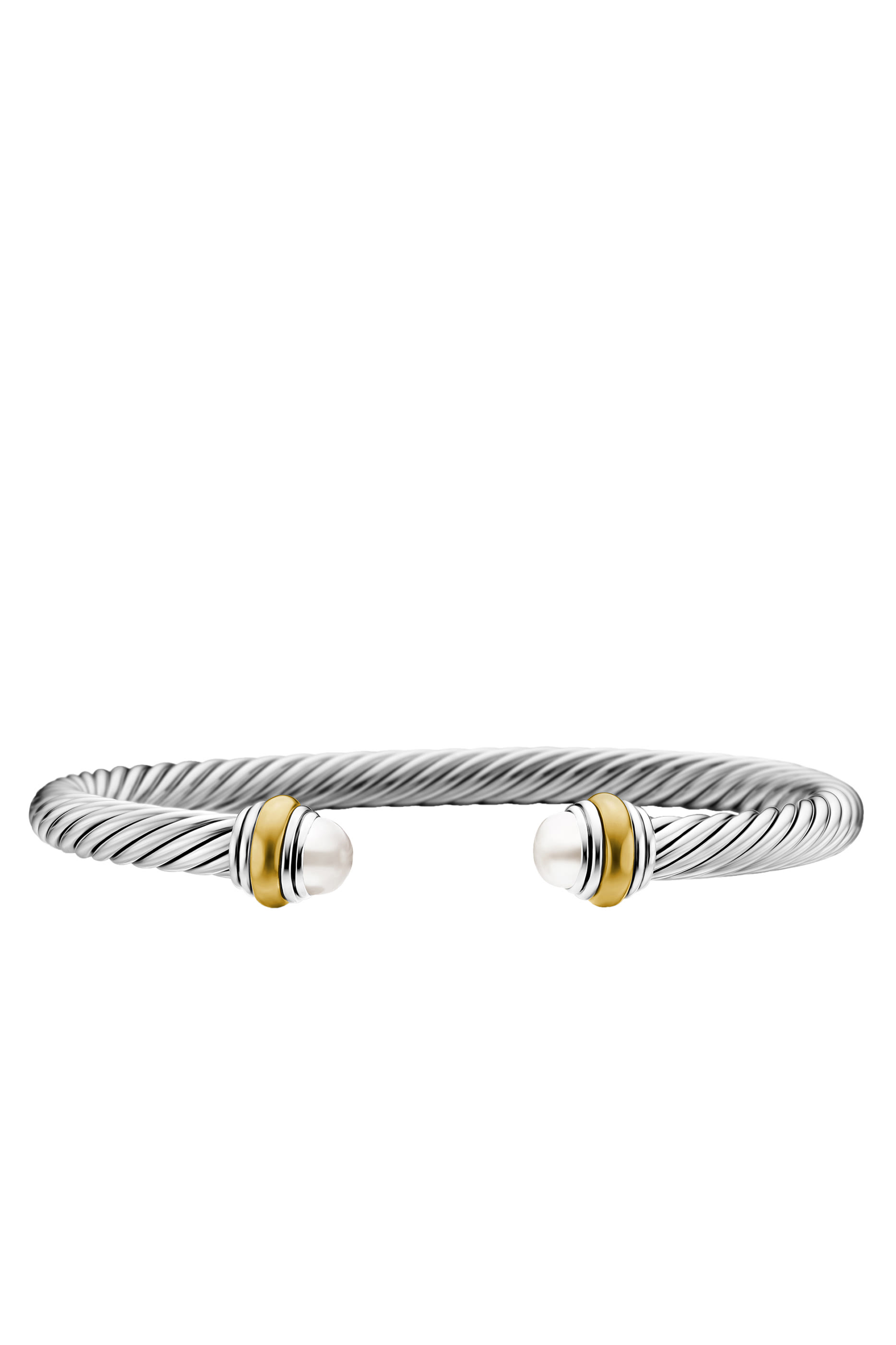  Classic Cable Bracelet, Sterling Silver with 14K Yellow Gold and Pearls