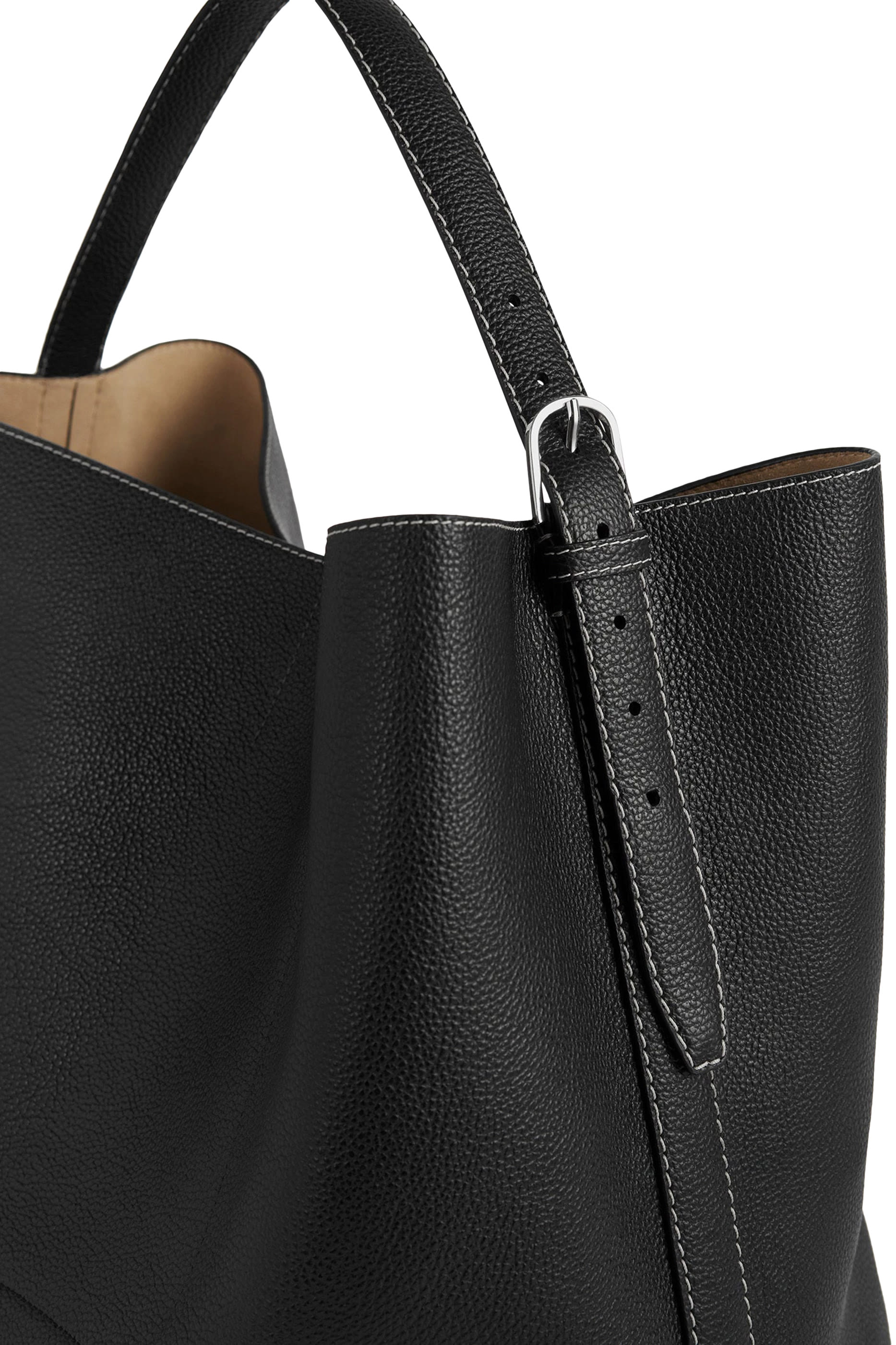 Belted Grained-Leather Tote