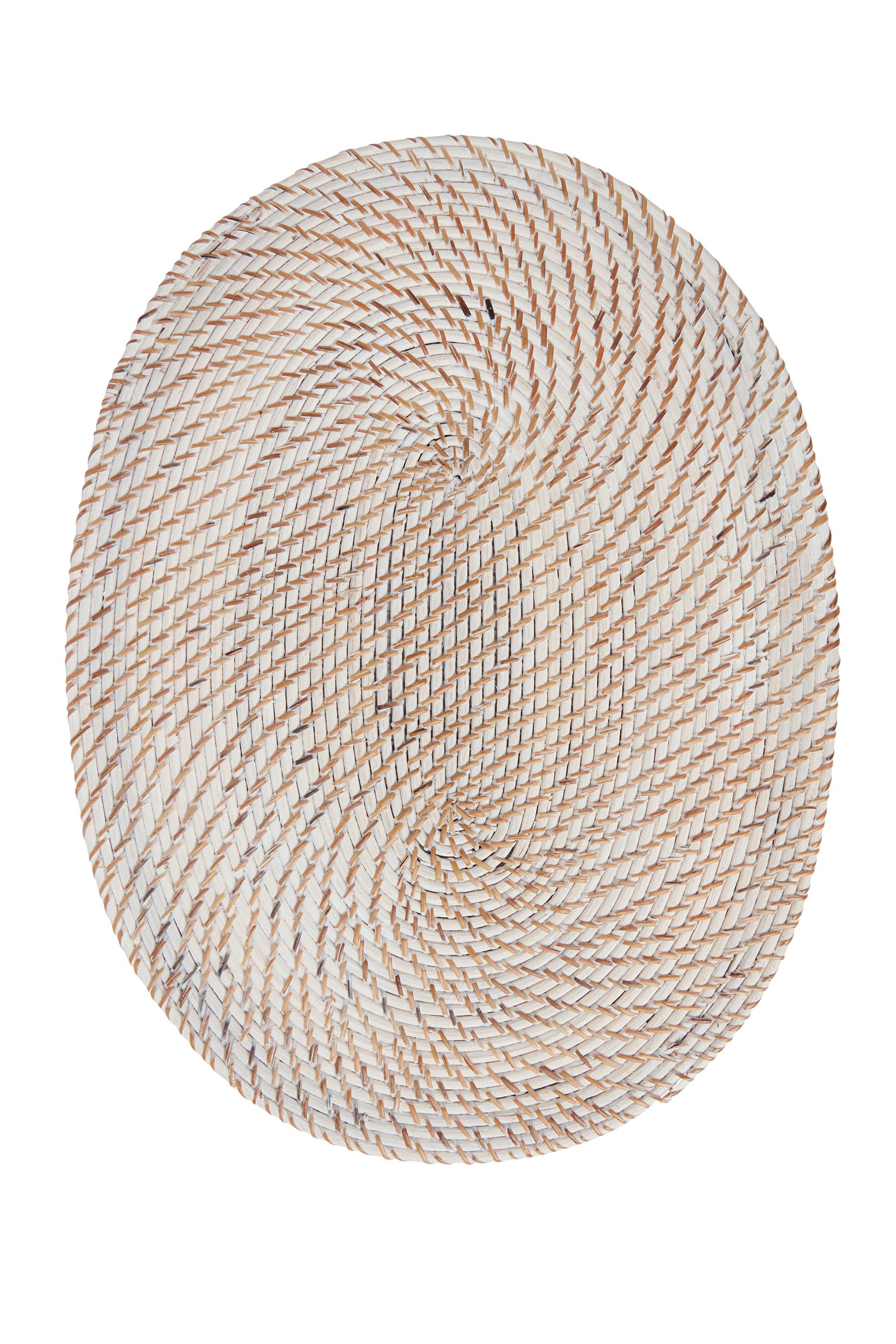 Whitewashed Oval Rattan Placemat