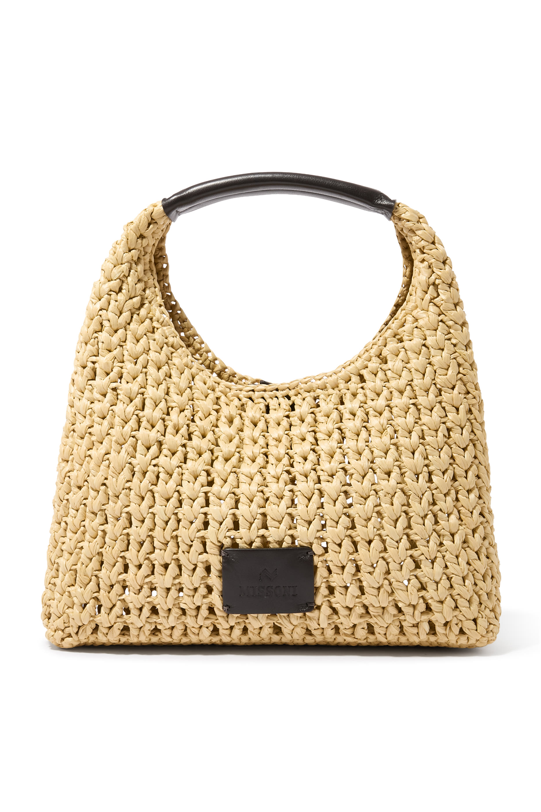 Raffia Crochet Small Hobo Bag