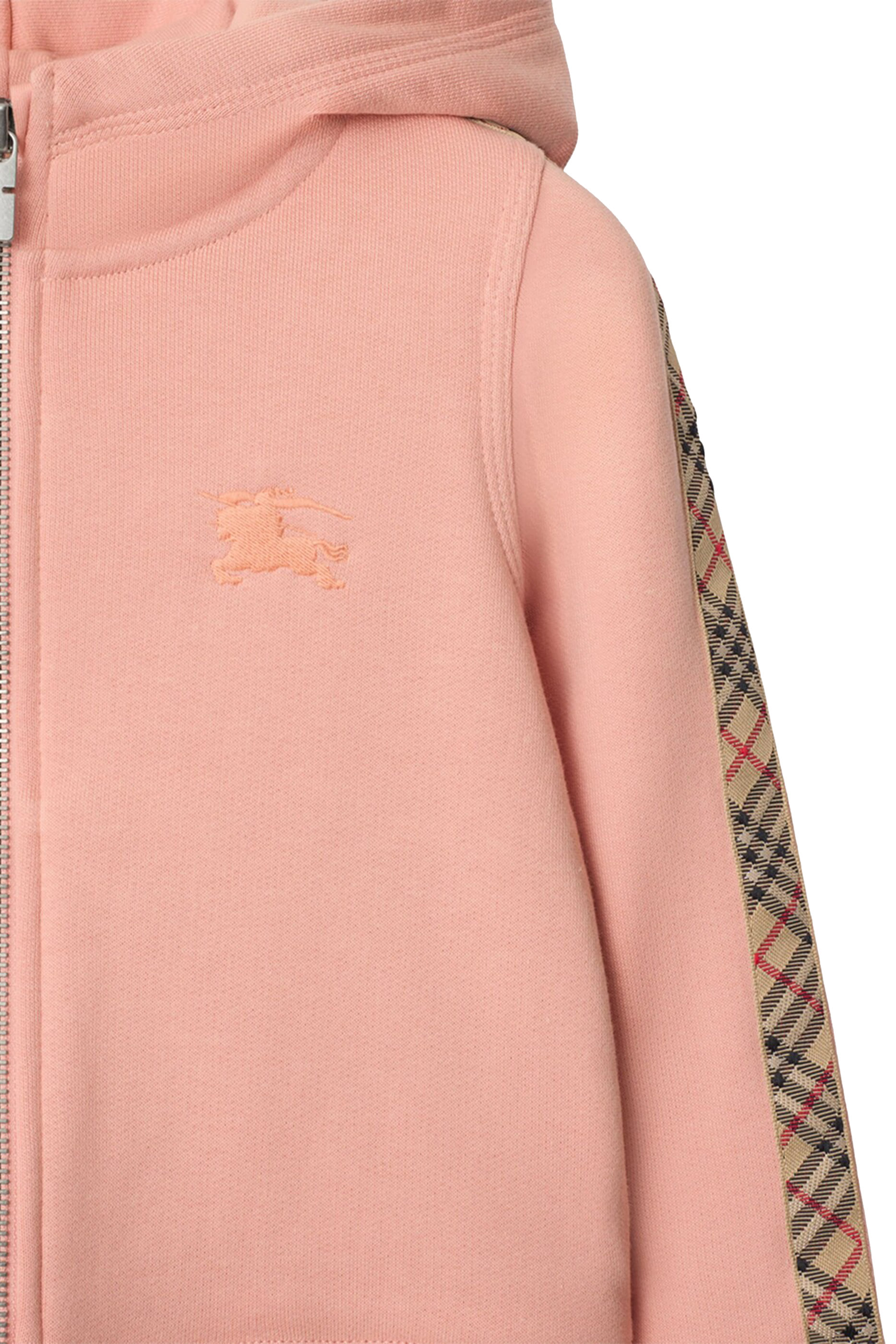 Kids Check Trim Cotton Zip Hoodie 