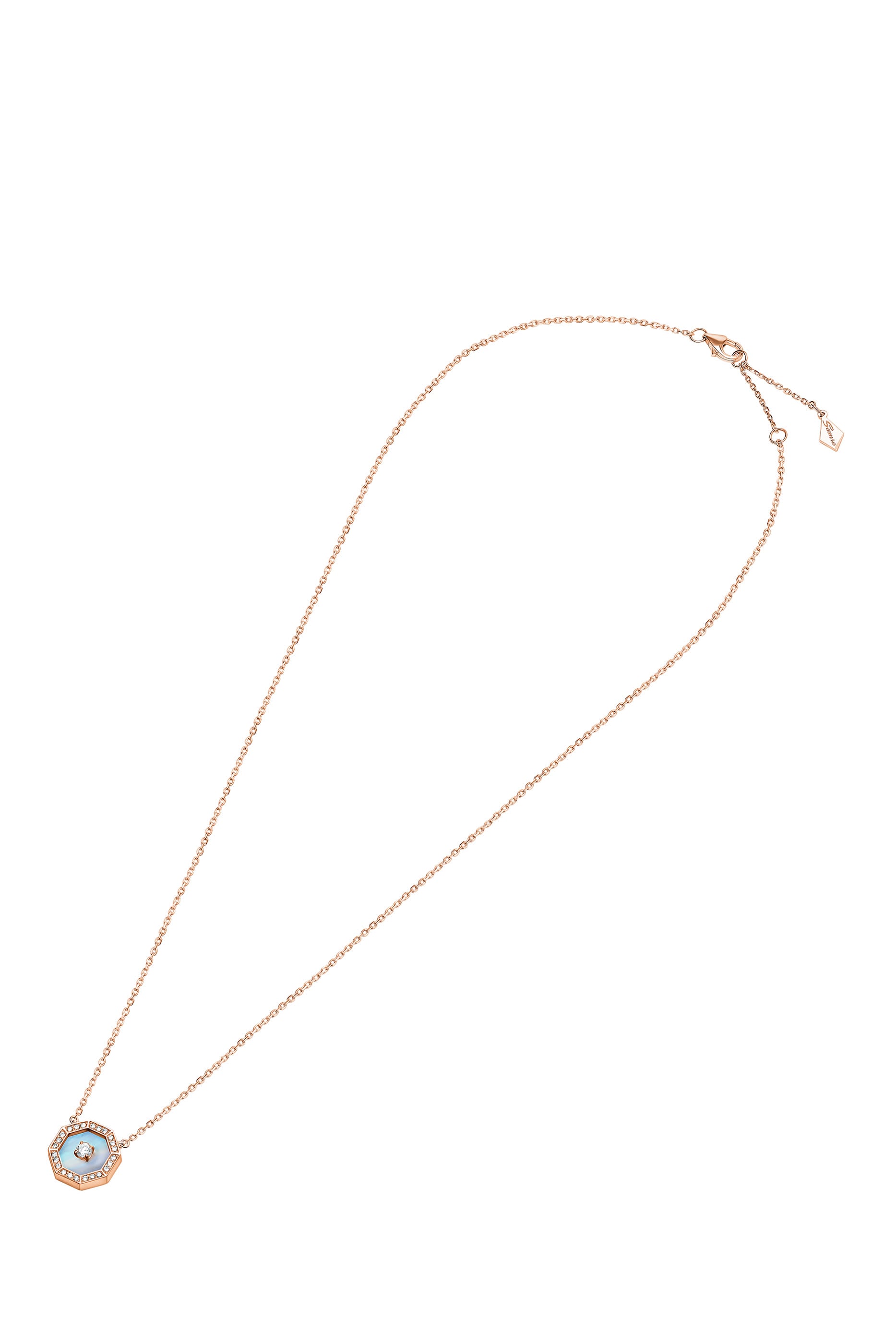 Ahjar Birwaz Necklace, 18K Rose Gold with Diamonds & Mother of Pearl