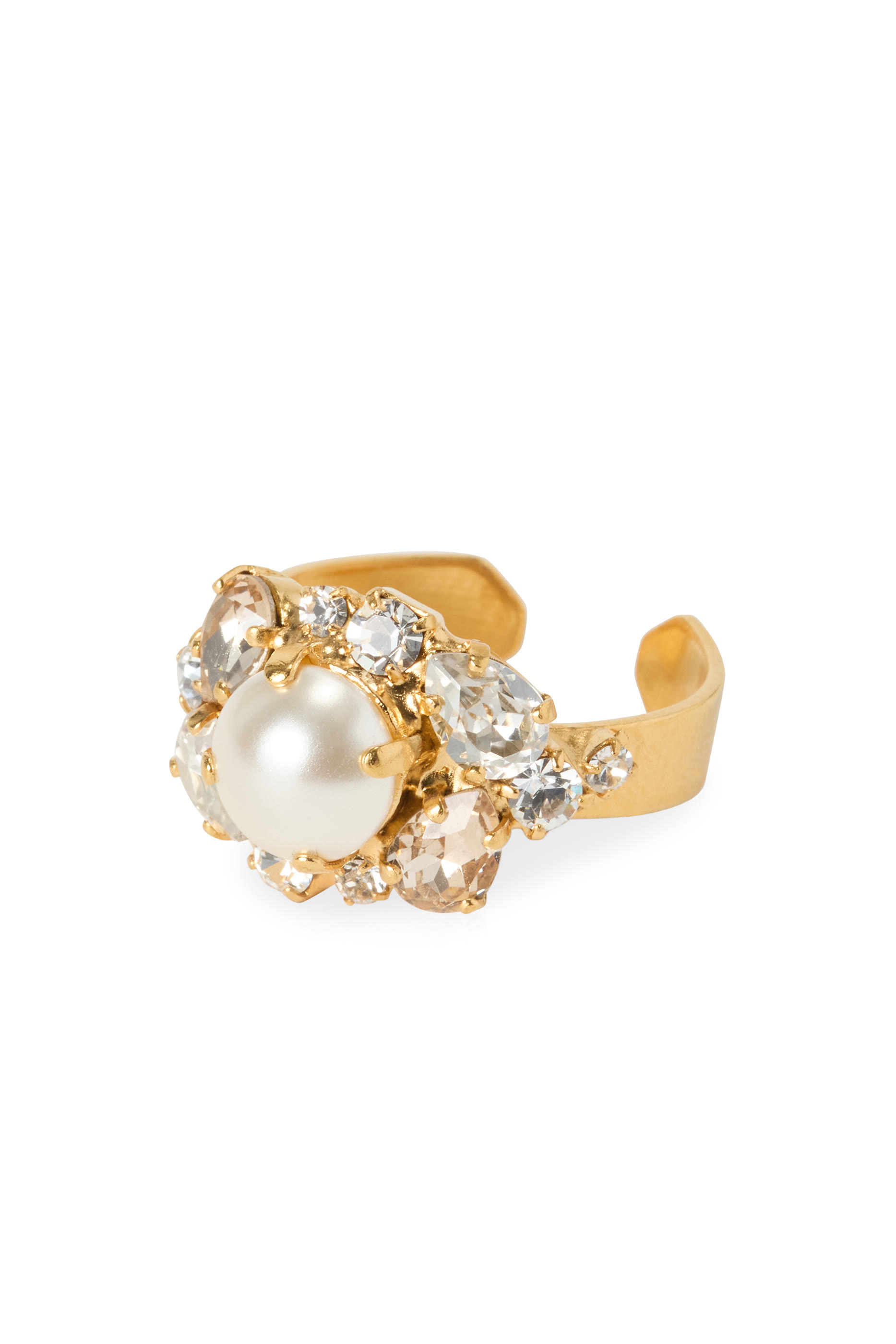 Molly Ring, 18K Gold Plated Brass, Pearl & Swarovski® Crystals