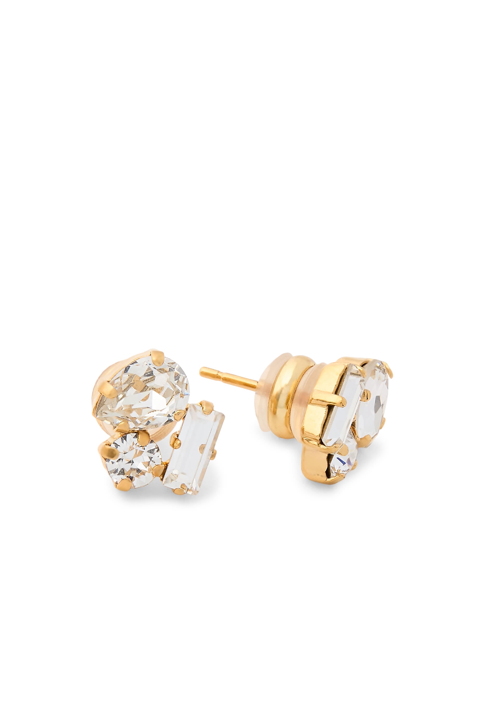 Isa Stud Earrings, Rhodium & Crystals