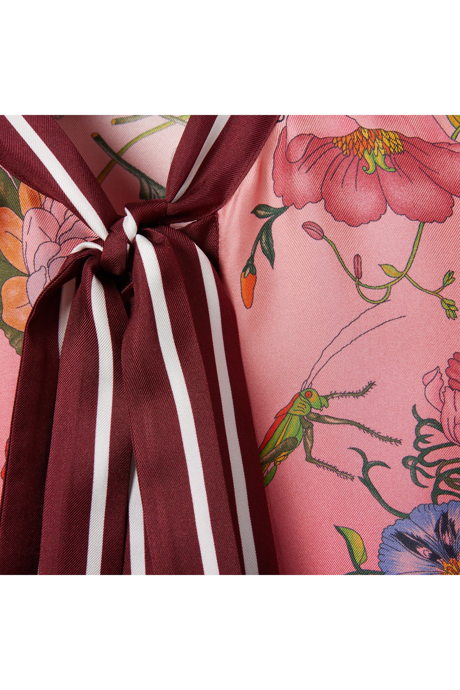 Neck Bow Printed Silk Shirt