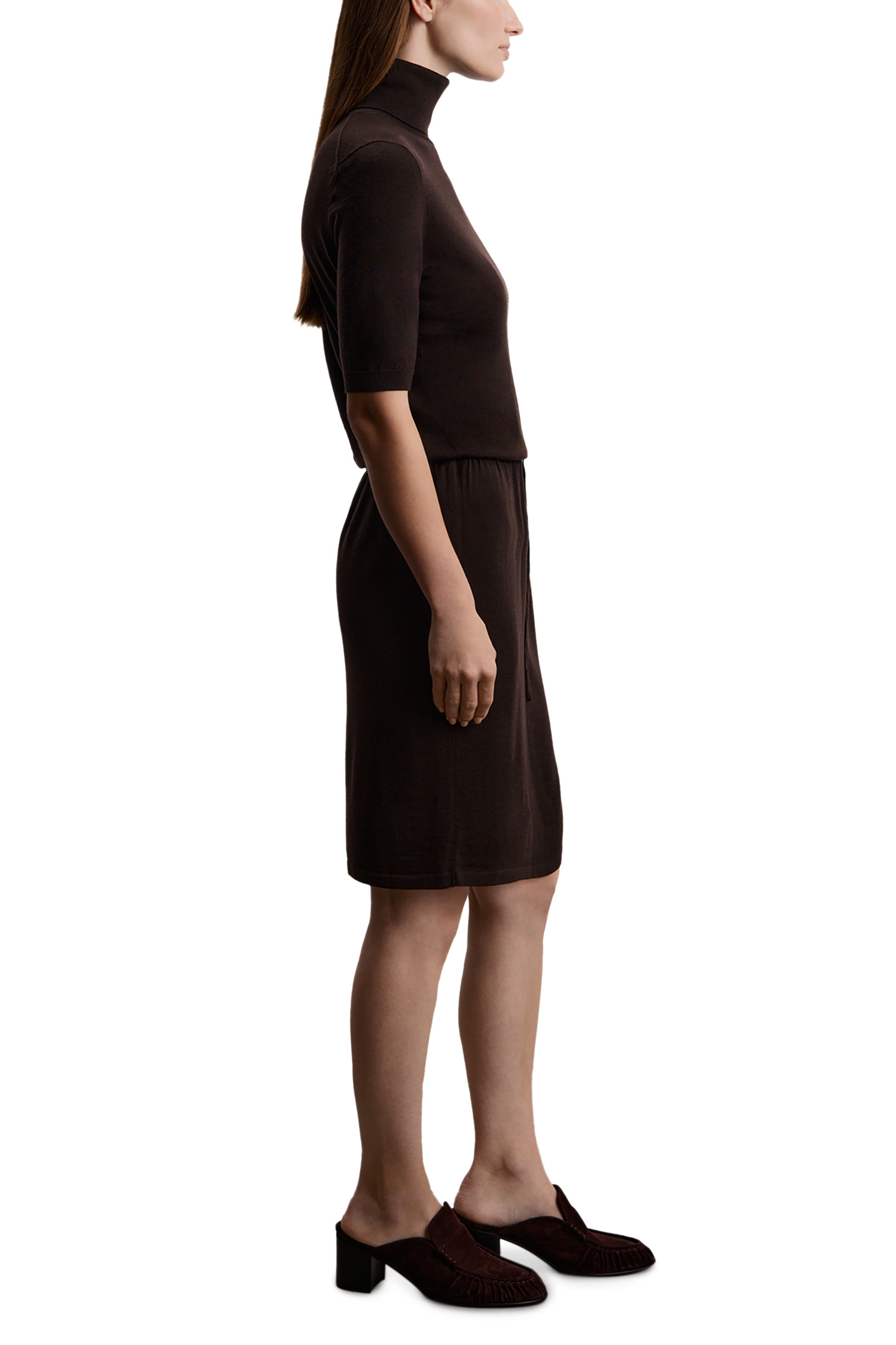 Merino Wool High Neck Wrap Blouse