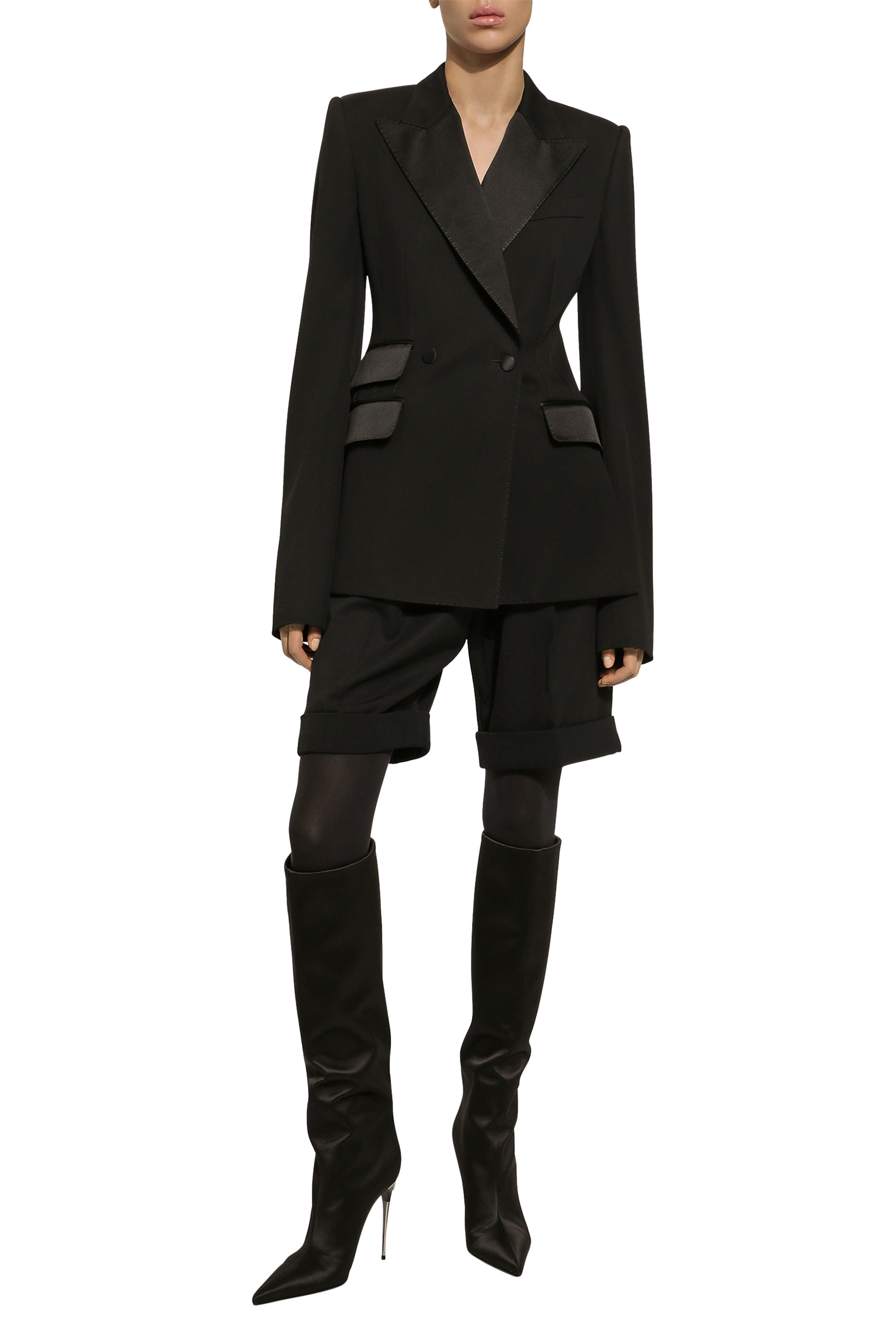 Double-Breasted Woolen Jacket with Side Vents