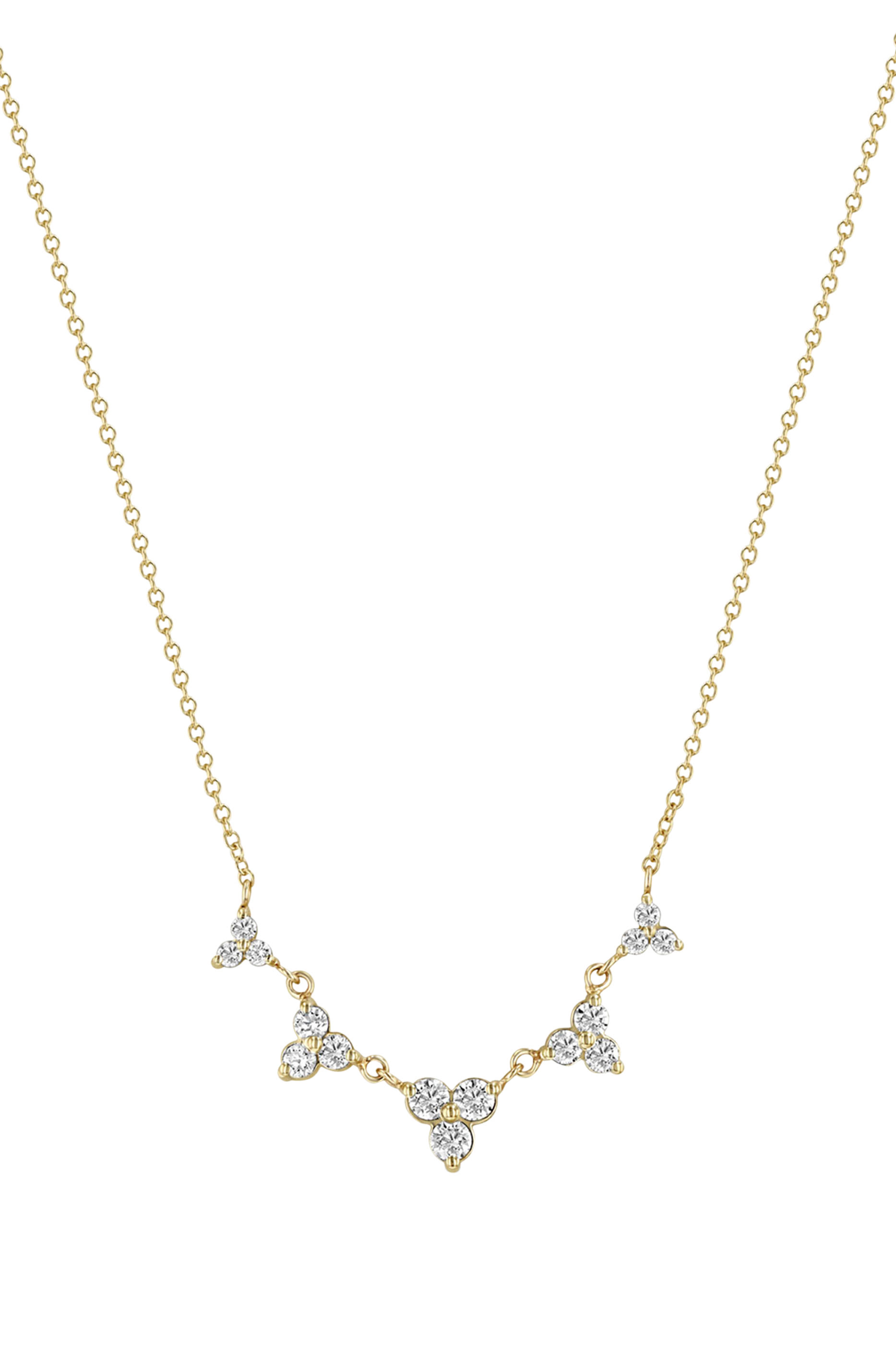 Linked Graduated Trio Necklace, 14k Yellow Gold & Diamonds