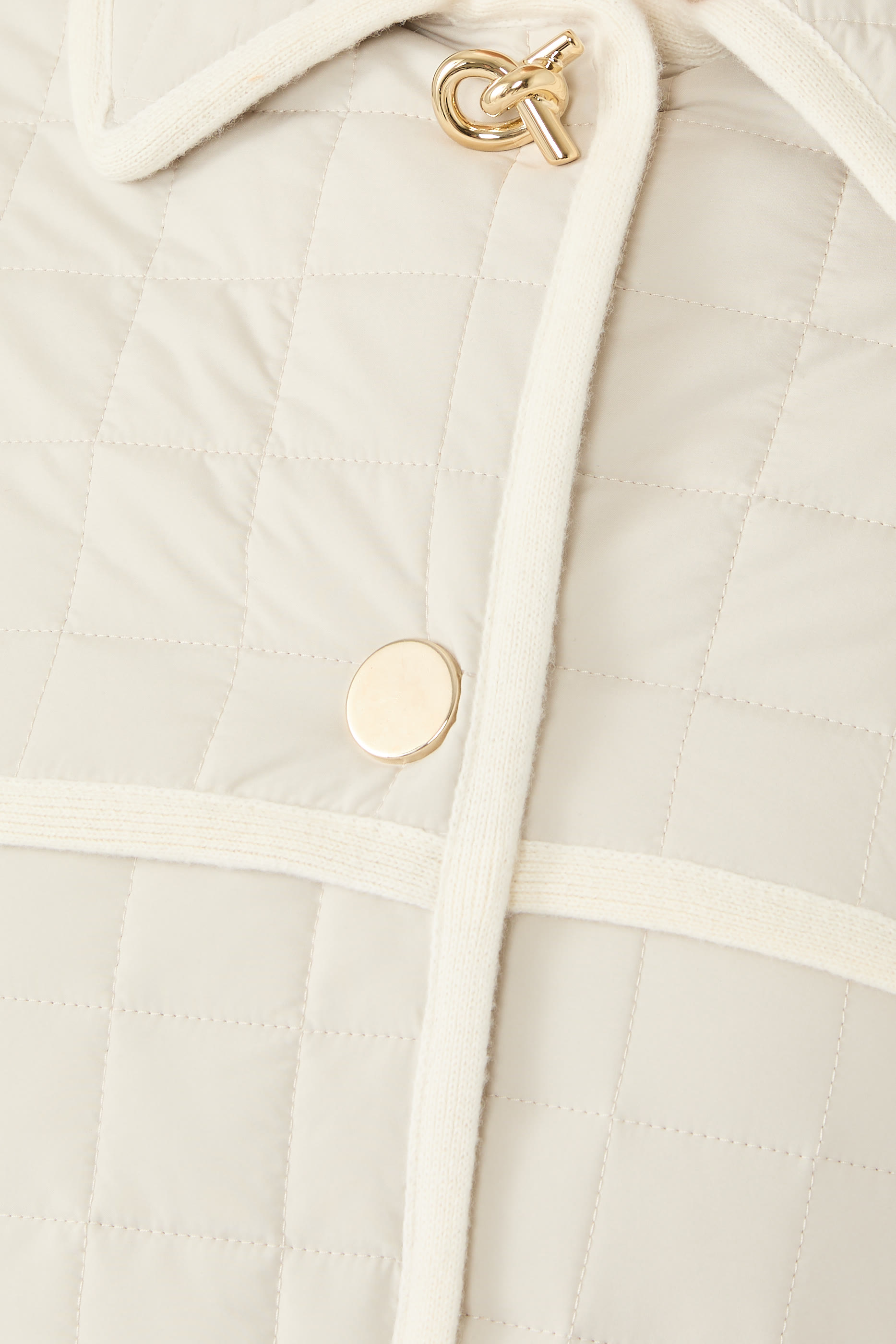  Square Quilted Long Trench with Self Belt