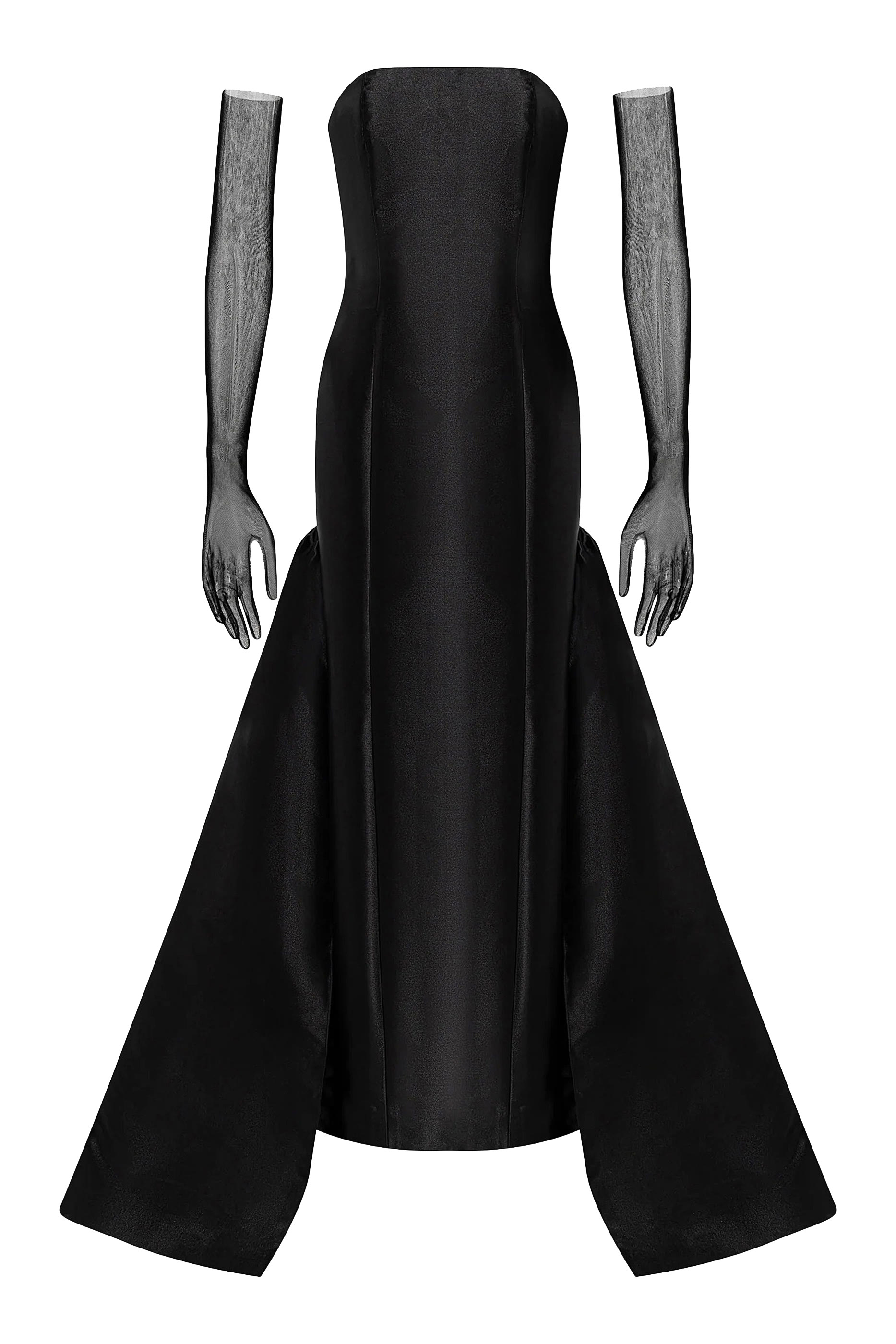 Strapless Mikado Gown with Train & Gloves