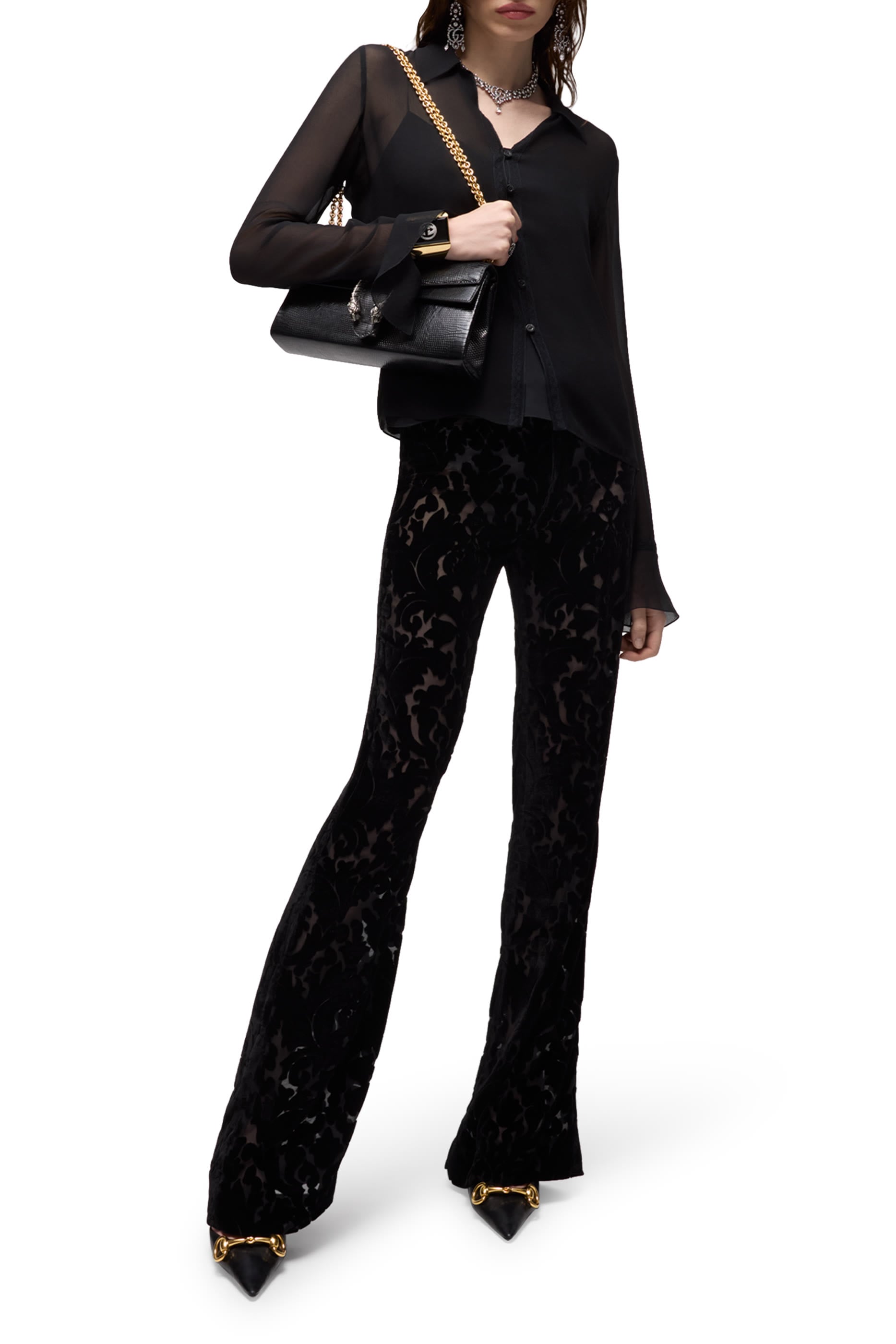 Lace Trim Georgette Shirt
