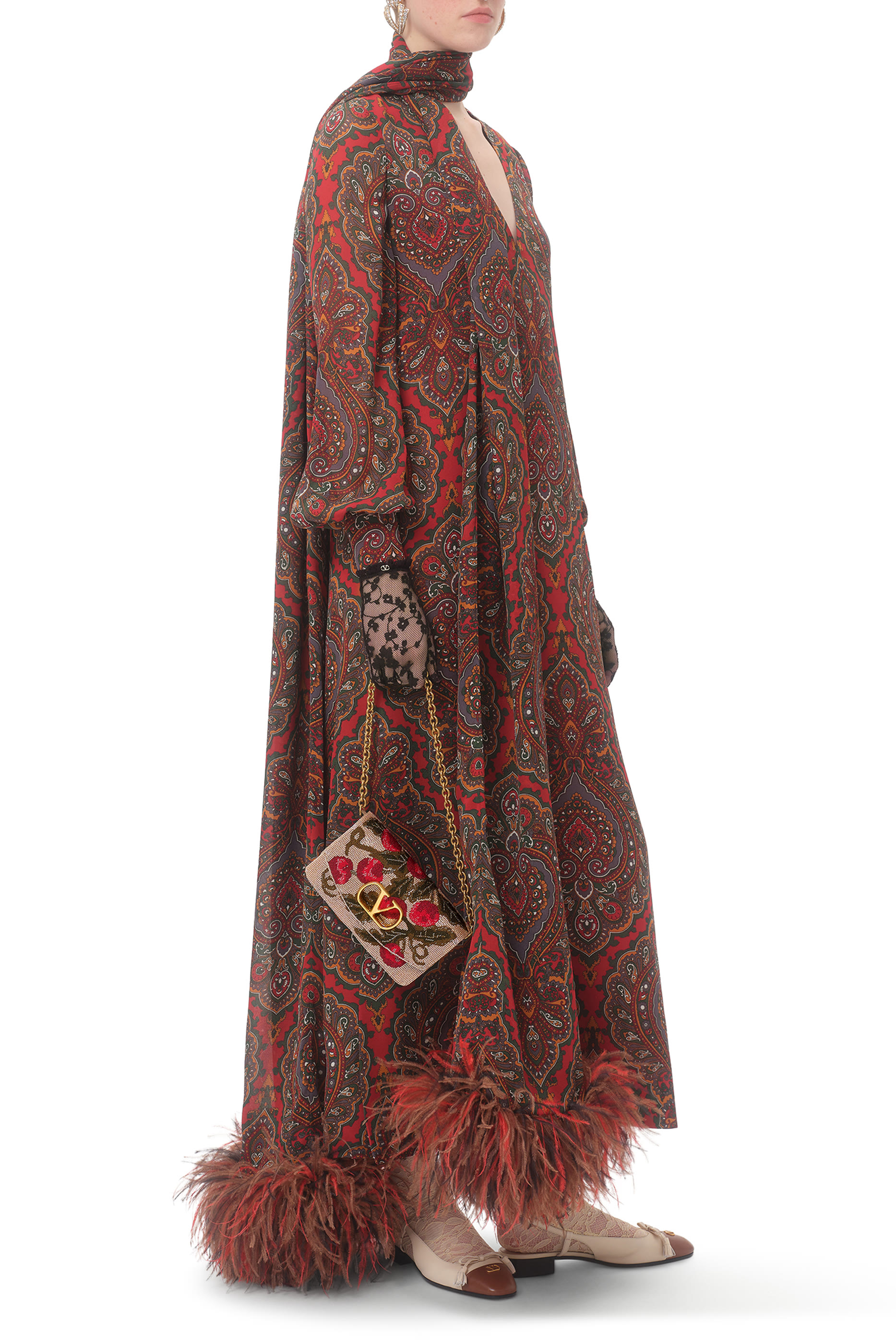 Vain Embroidered Shoulder Clutch Bag with Cherryfic Pattern