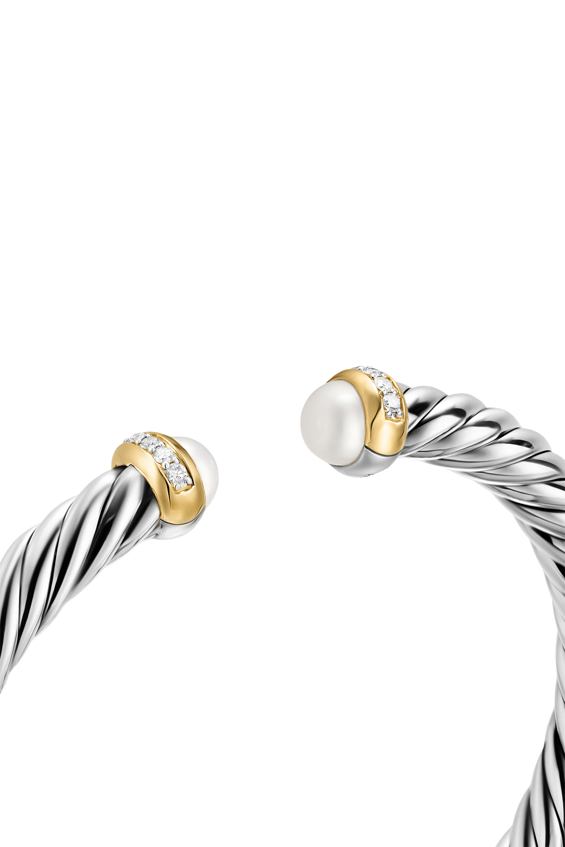 Cable Flex® Bracelet, Sterling Silver with 14K Yellow Gold, Pearl & Diamonds