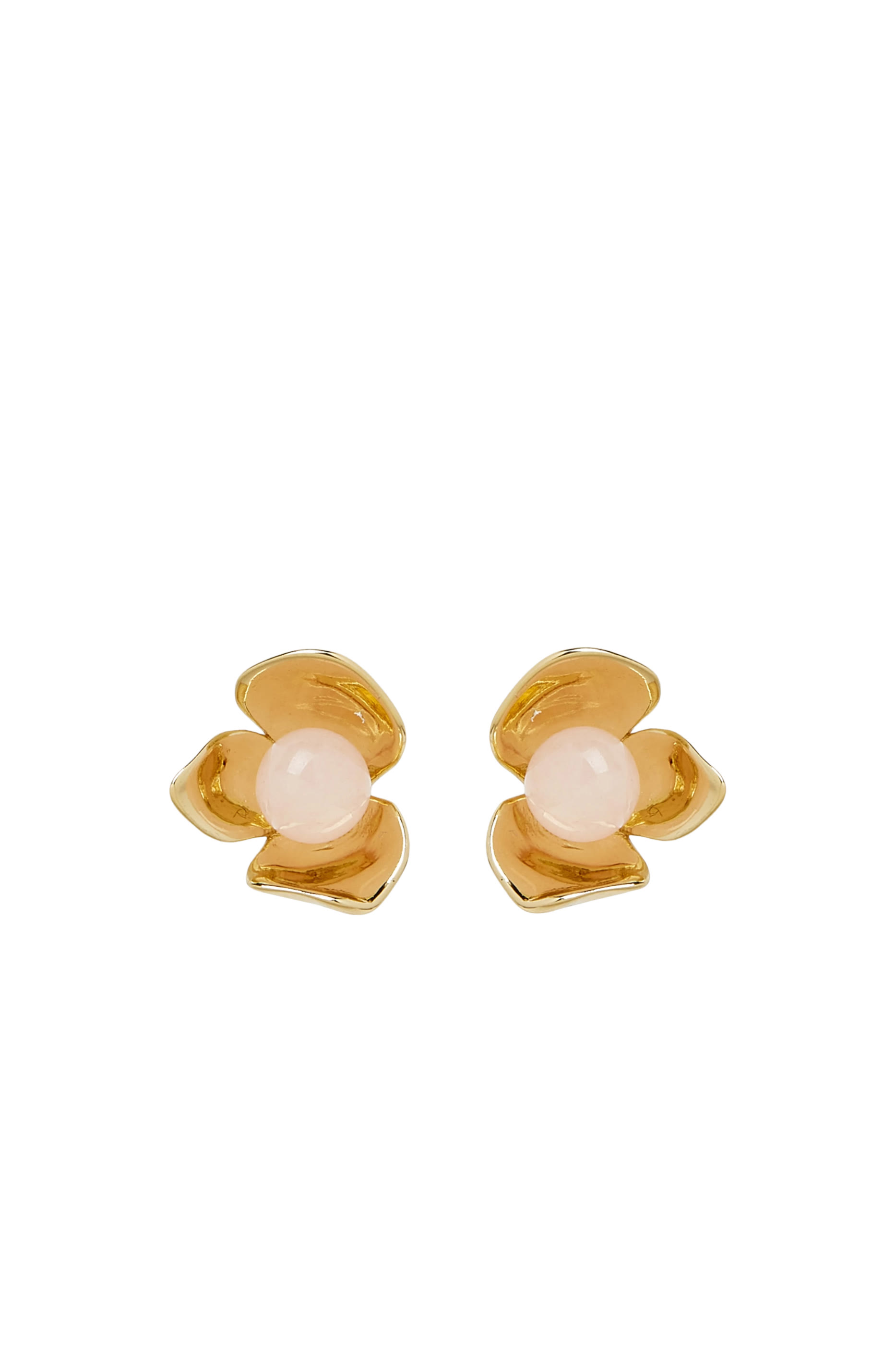 Gilded Garden Studs, Brass, Titanium Posts & Cubic Zirconia, Glass Stone