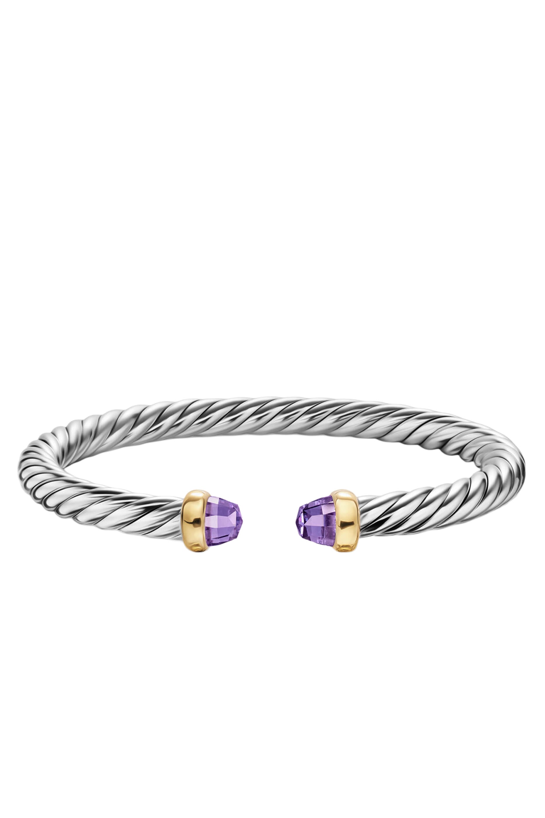 Cable Flex® Bracelet, Sterling Silver, 14K Yellow Gold & Amethyst