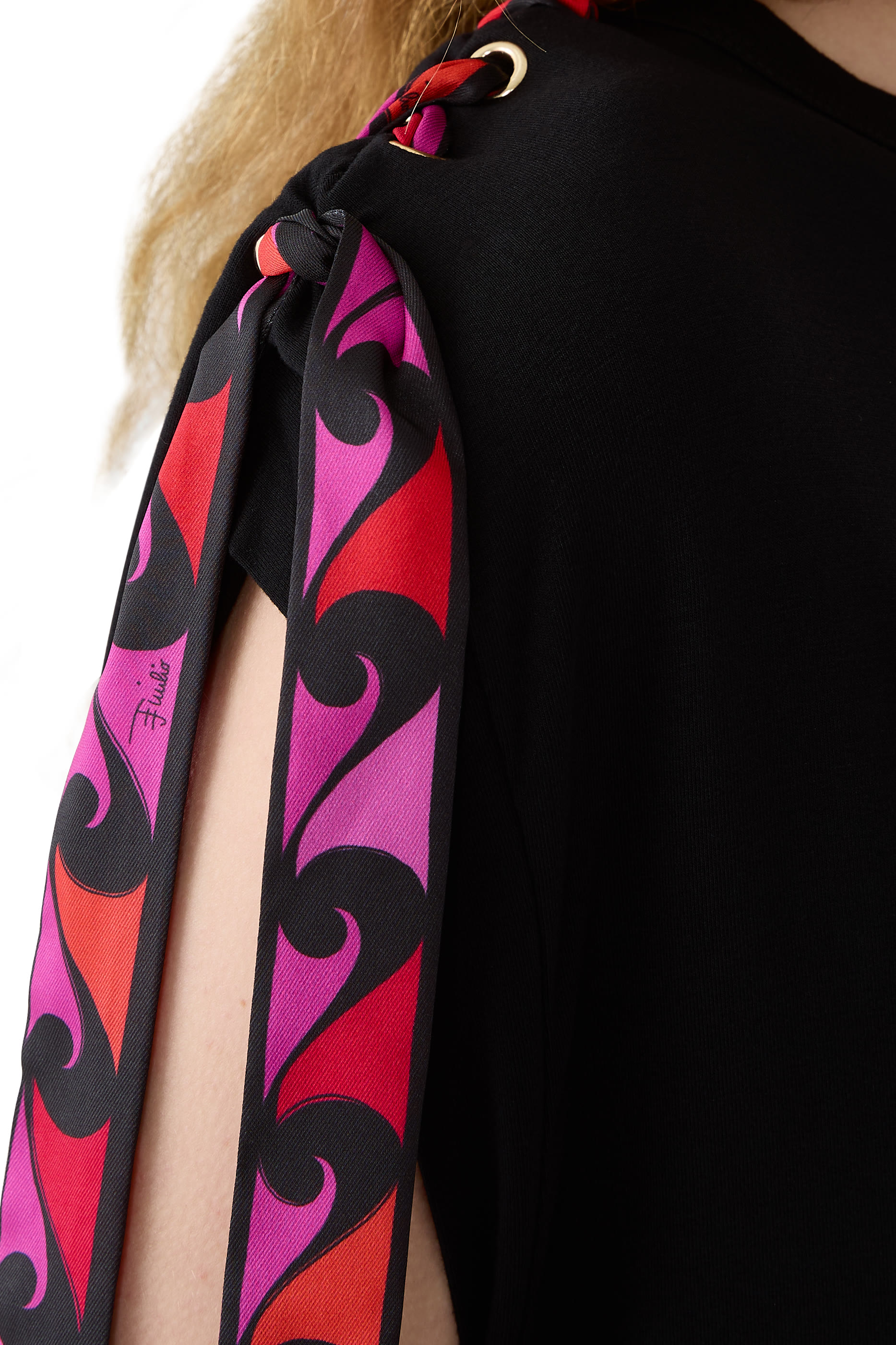  Viscose T-Shirt with Silk Ribbon