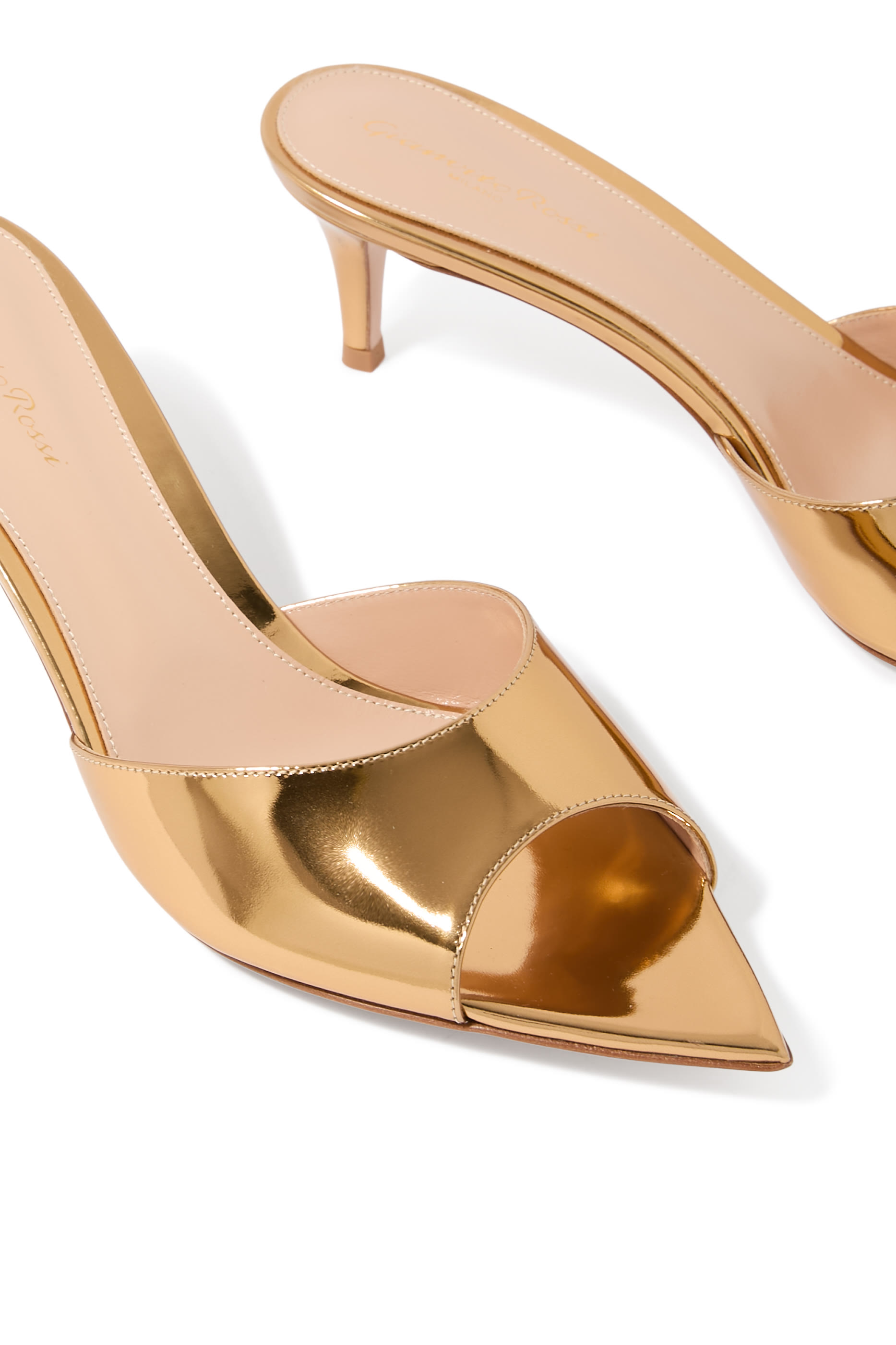 Elle 55 Mirror Leather Mule Sandals