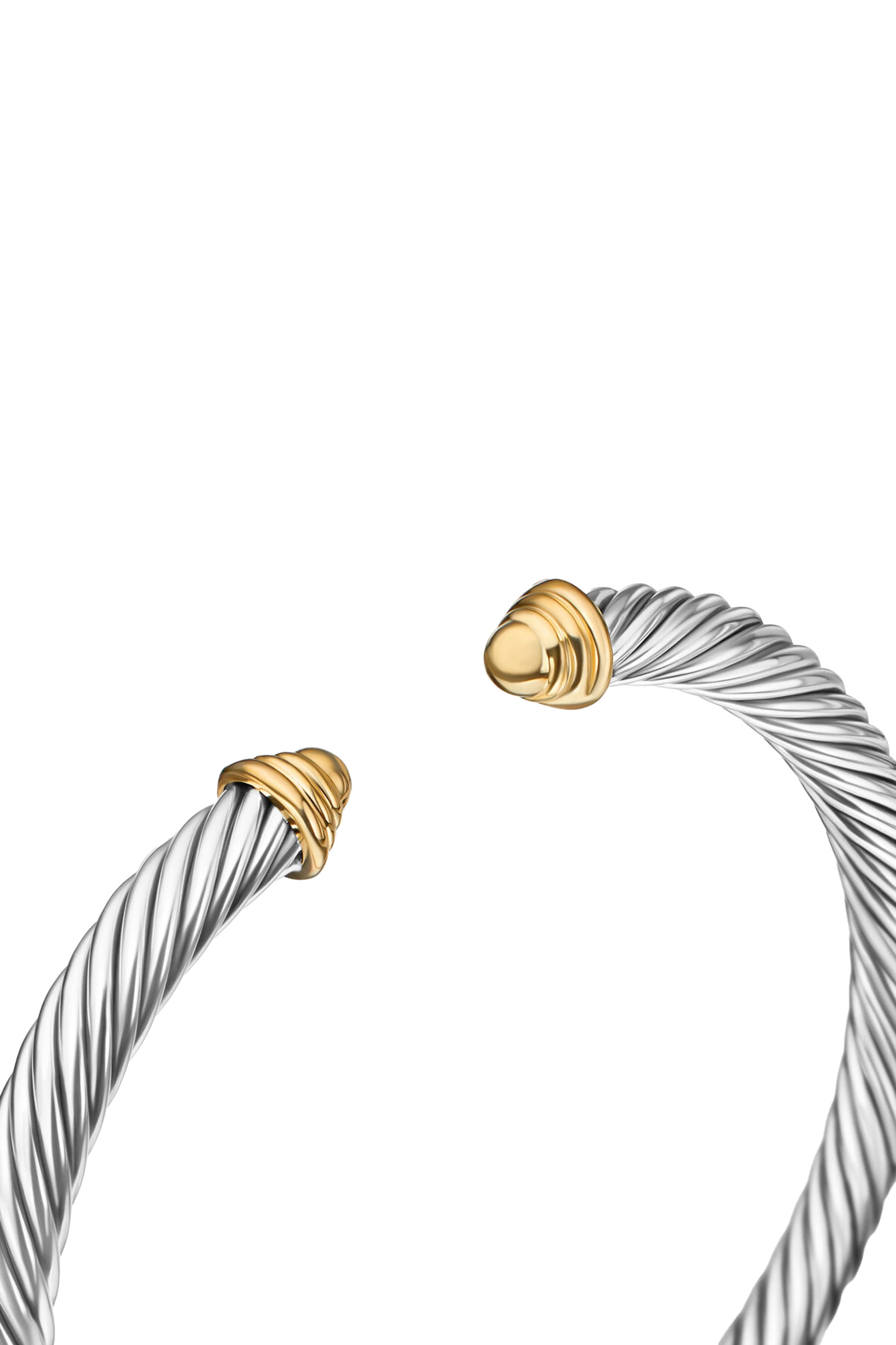 14K Yellow Gold Sterling Silver Classic Cable Bracelet