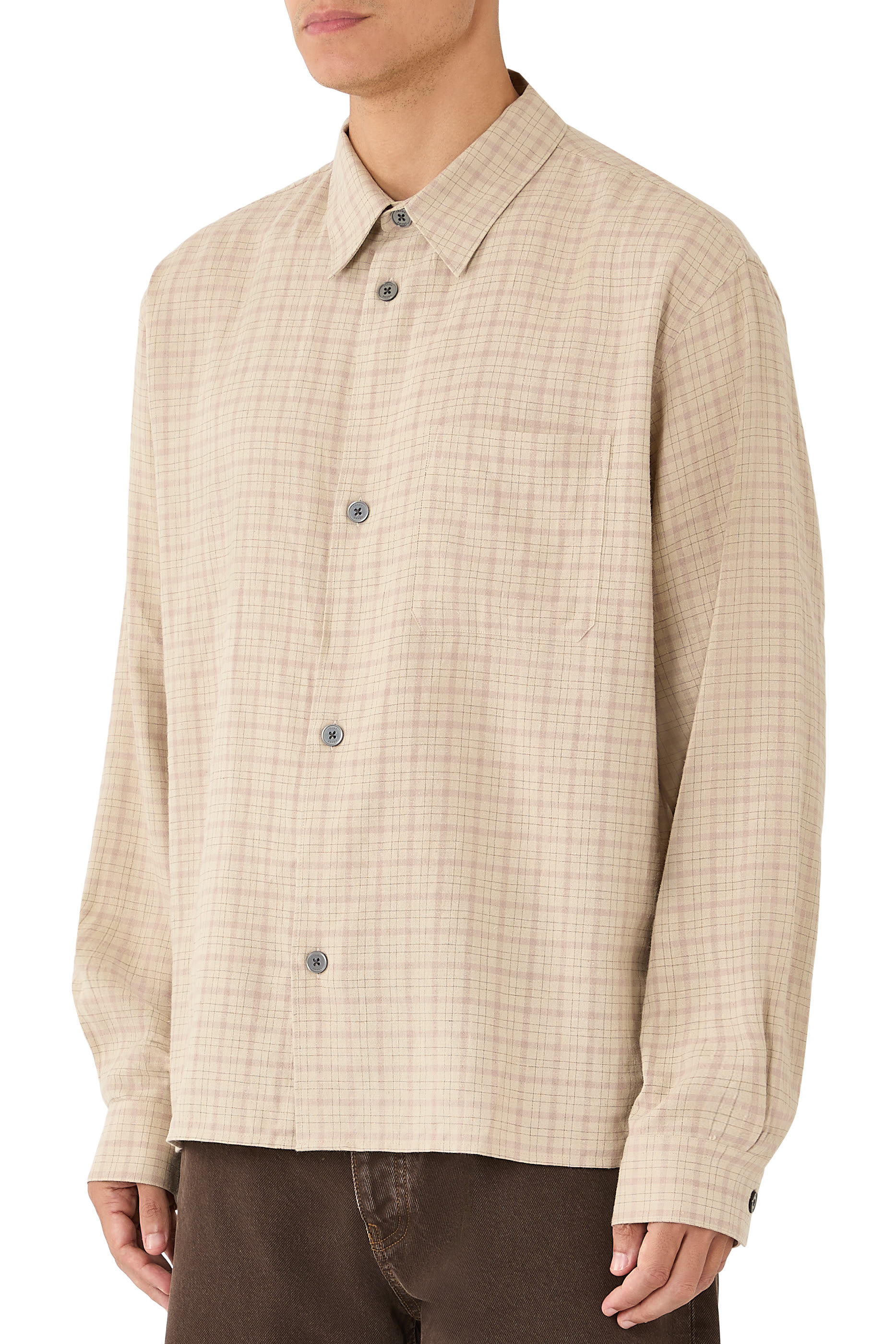 Linen Blend Plaid Shirt