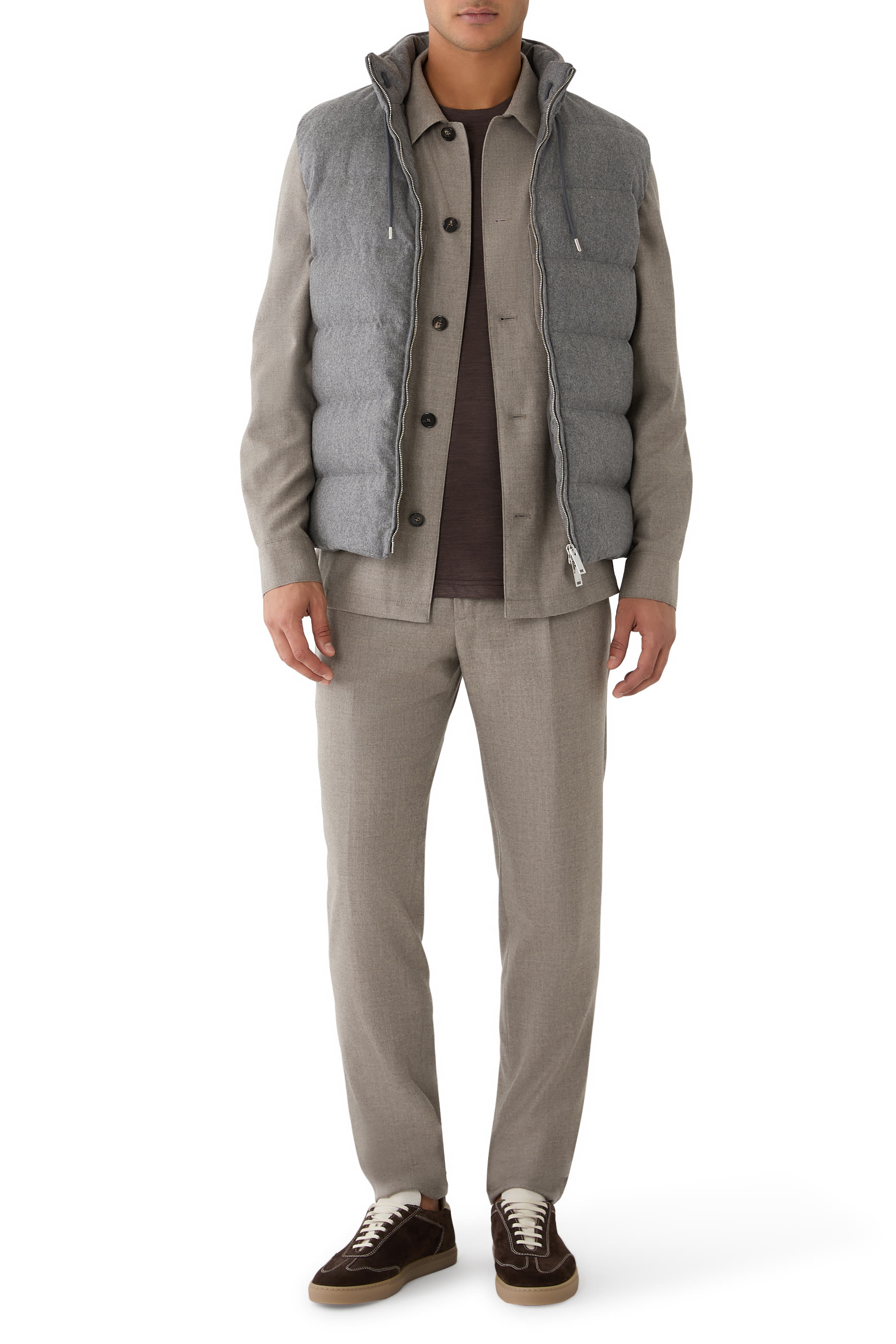 Wool and Cashmere Flannel Padded Gilet