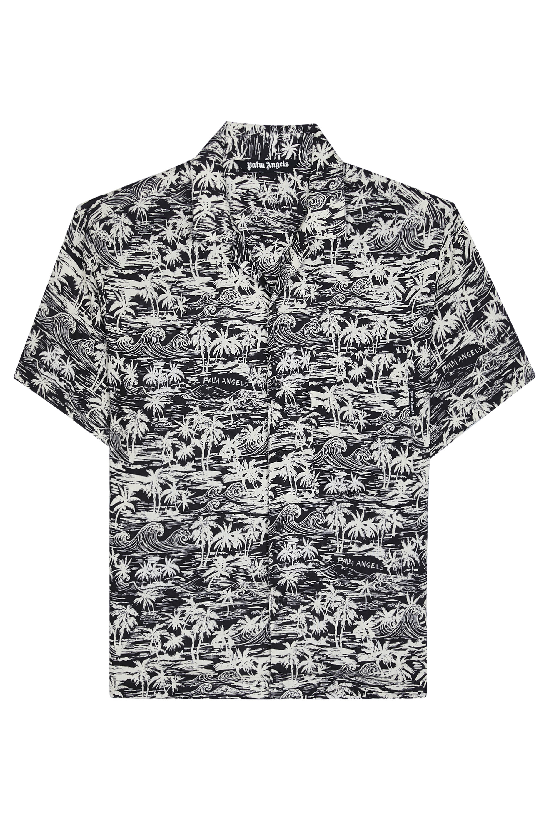 Palm Waves Linen Bowling Shirt 