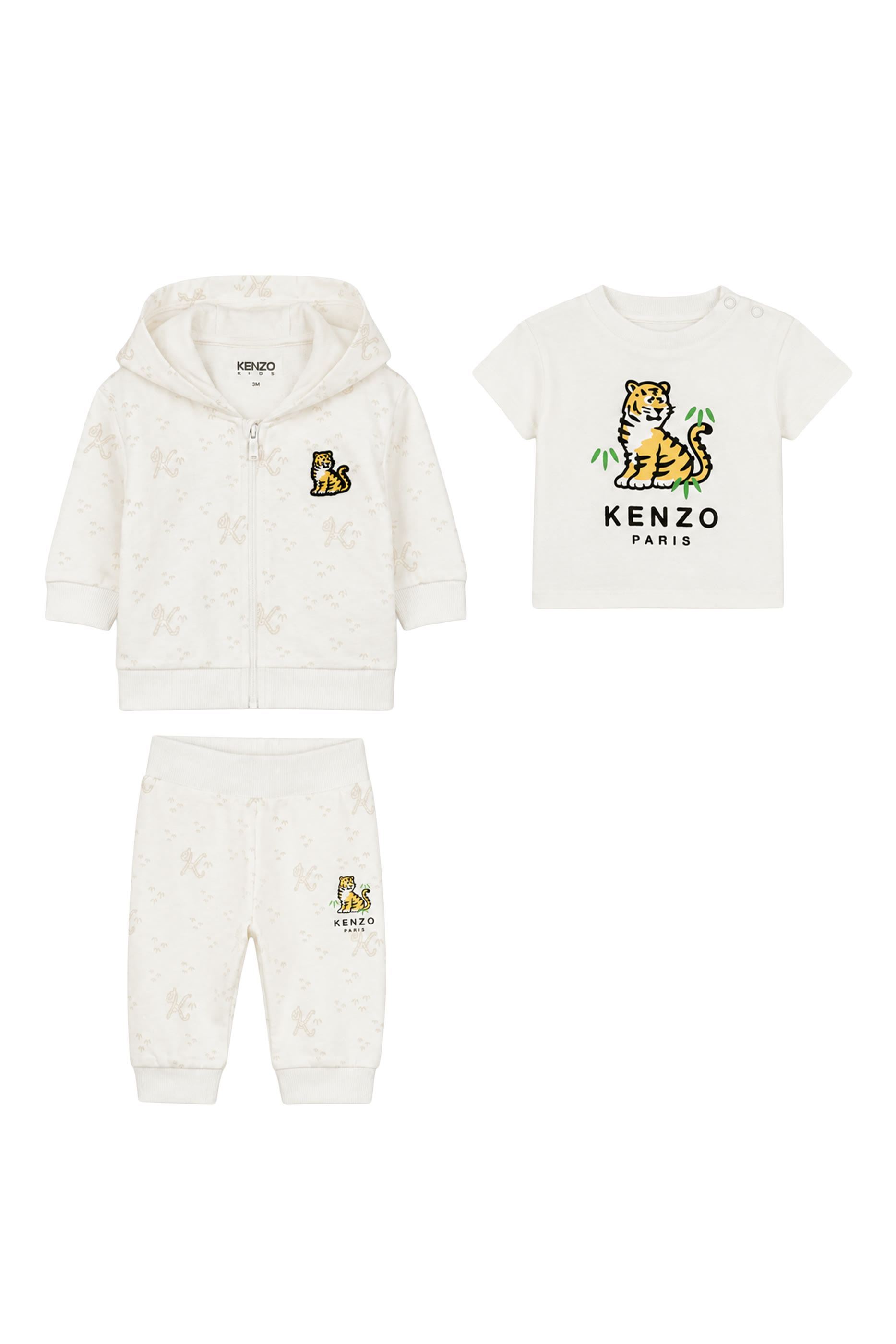 Kids Printed Hooded Sweatshirt, T-Shirt & Trousers Set