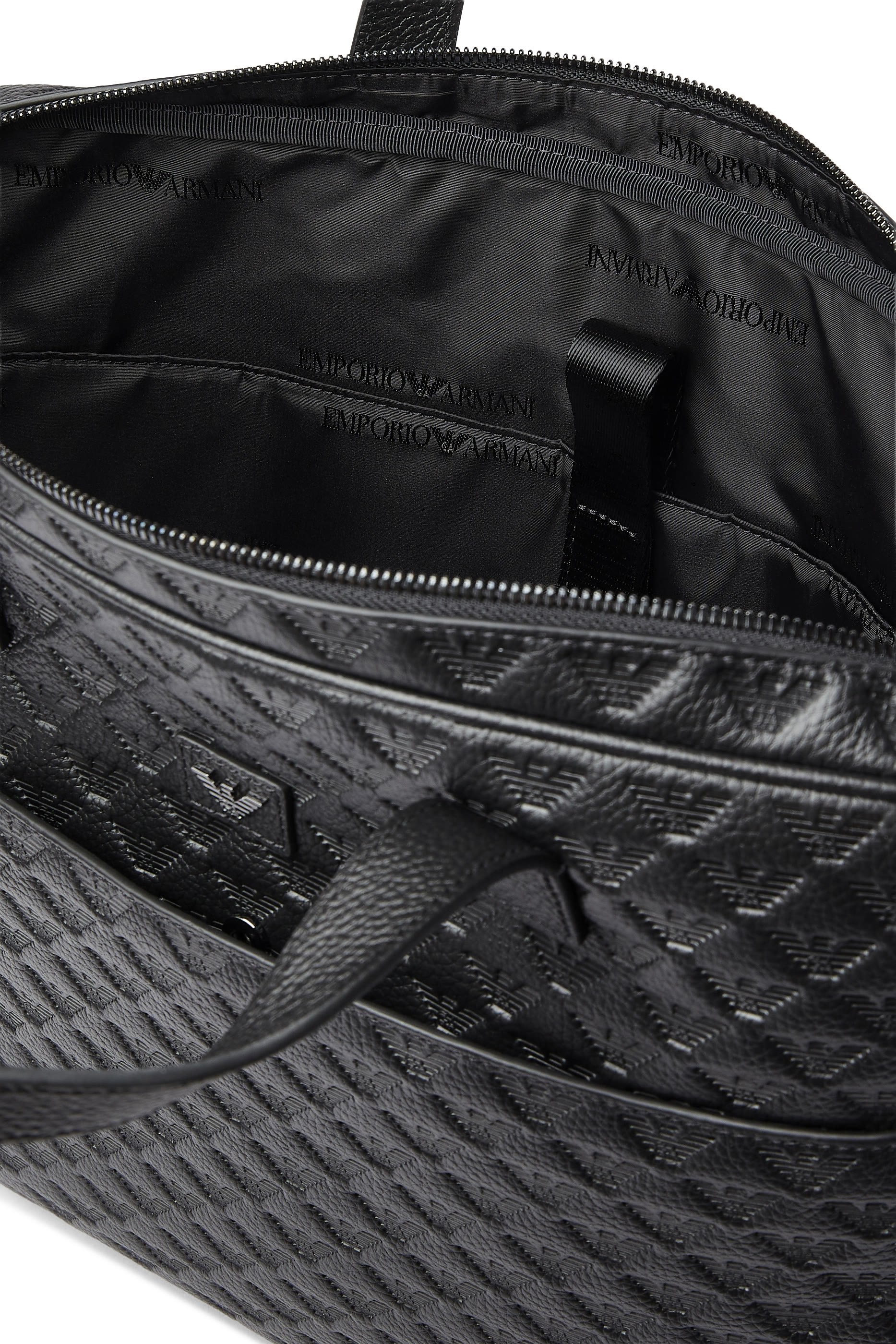 Micro Eagle Logo Leather Briefcase