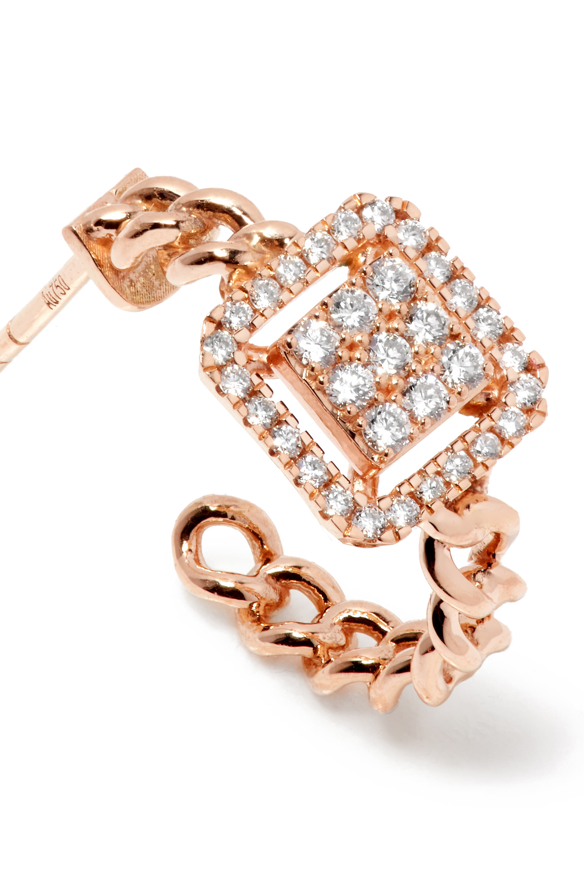 Quwa Square Earrings, 18K Rose Gold & Diamonds