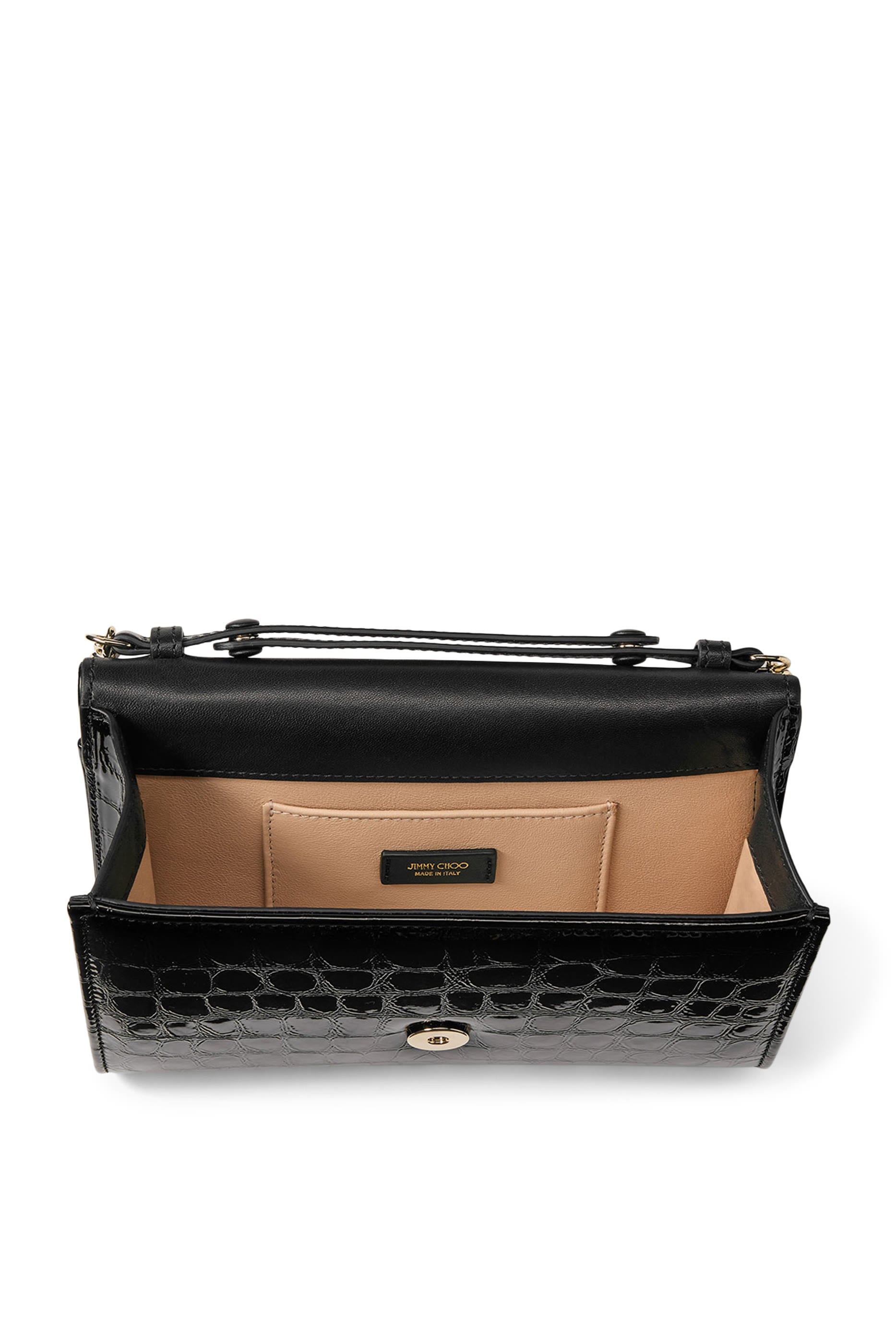 Croc-Embossed Curve Clutch Bag