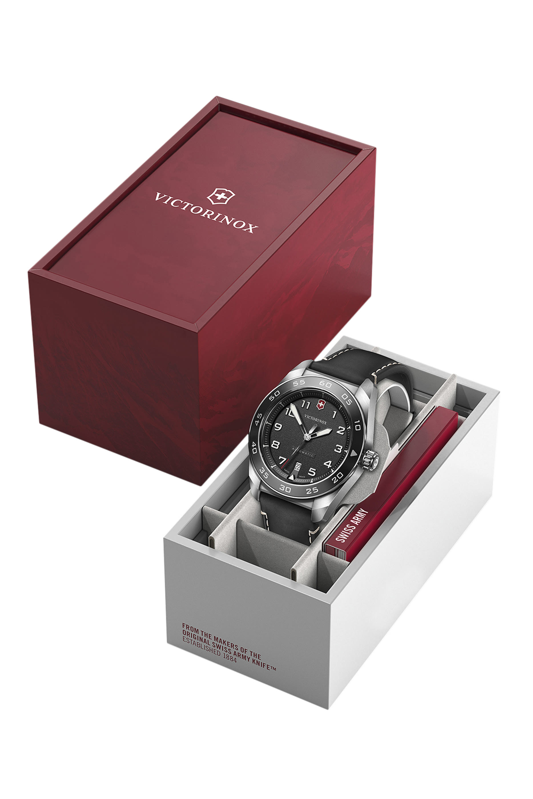 Swiss Army Quartz Watch, Stainless Steel & Leather