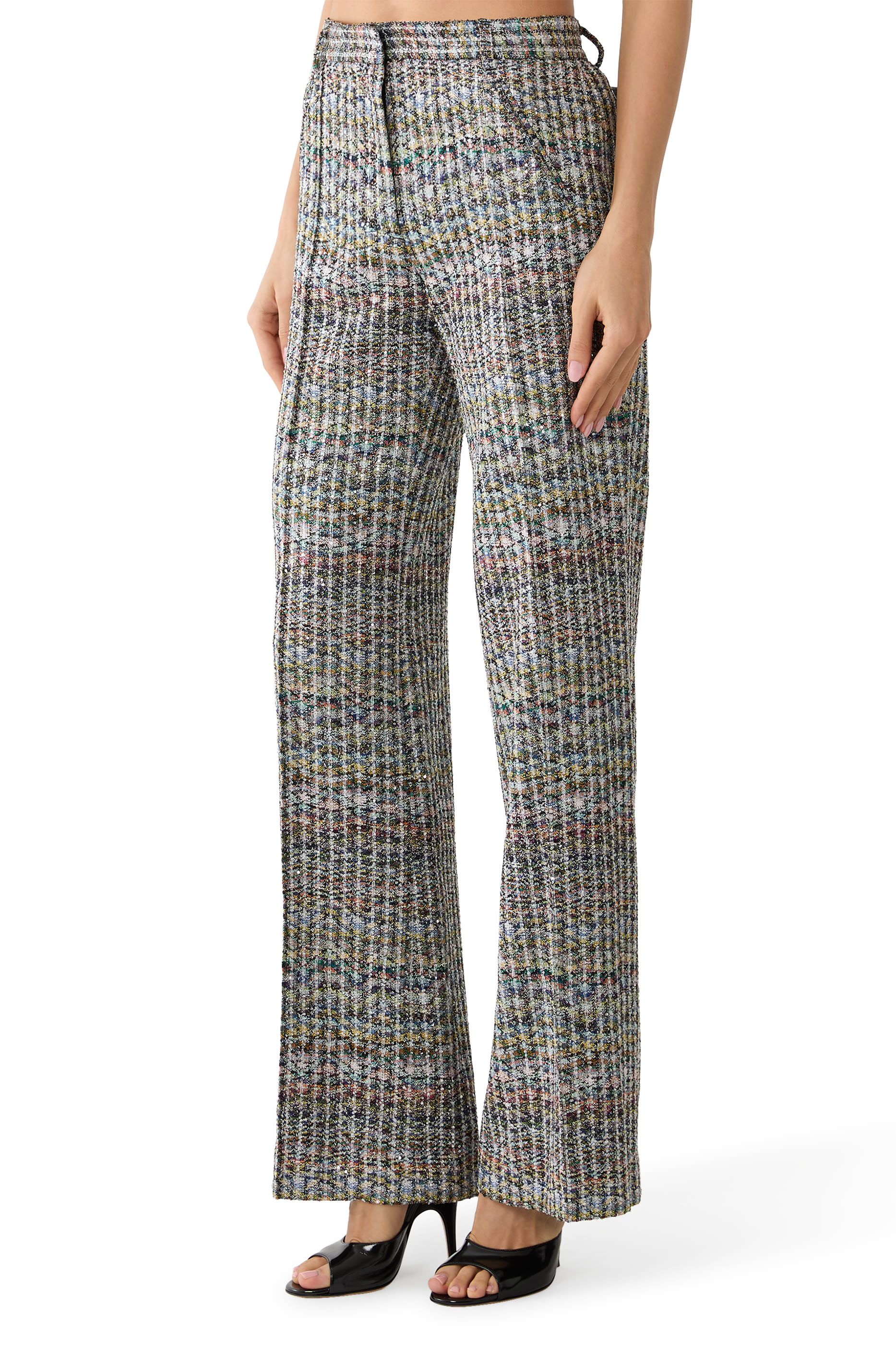 Tailored Viscose Lamé Sequin Trousers