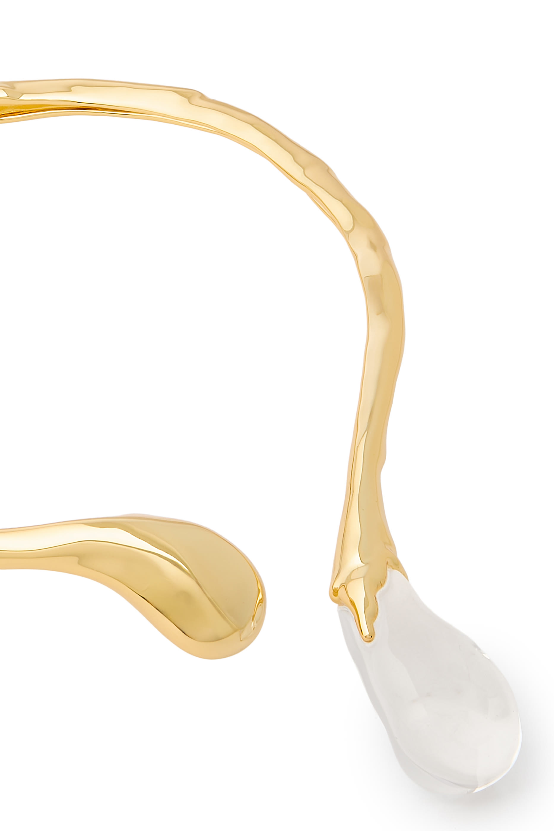 Liquid Lucite Sprout Collar Necklace, 14k Gold Plated Brass & Lucite