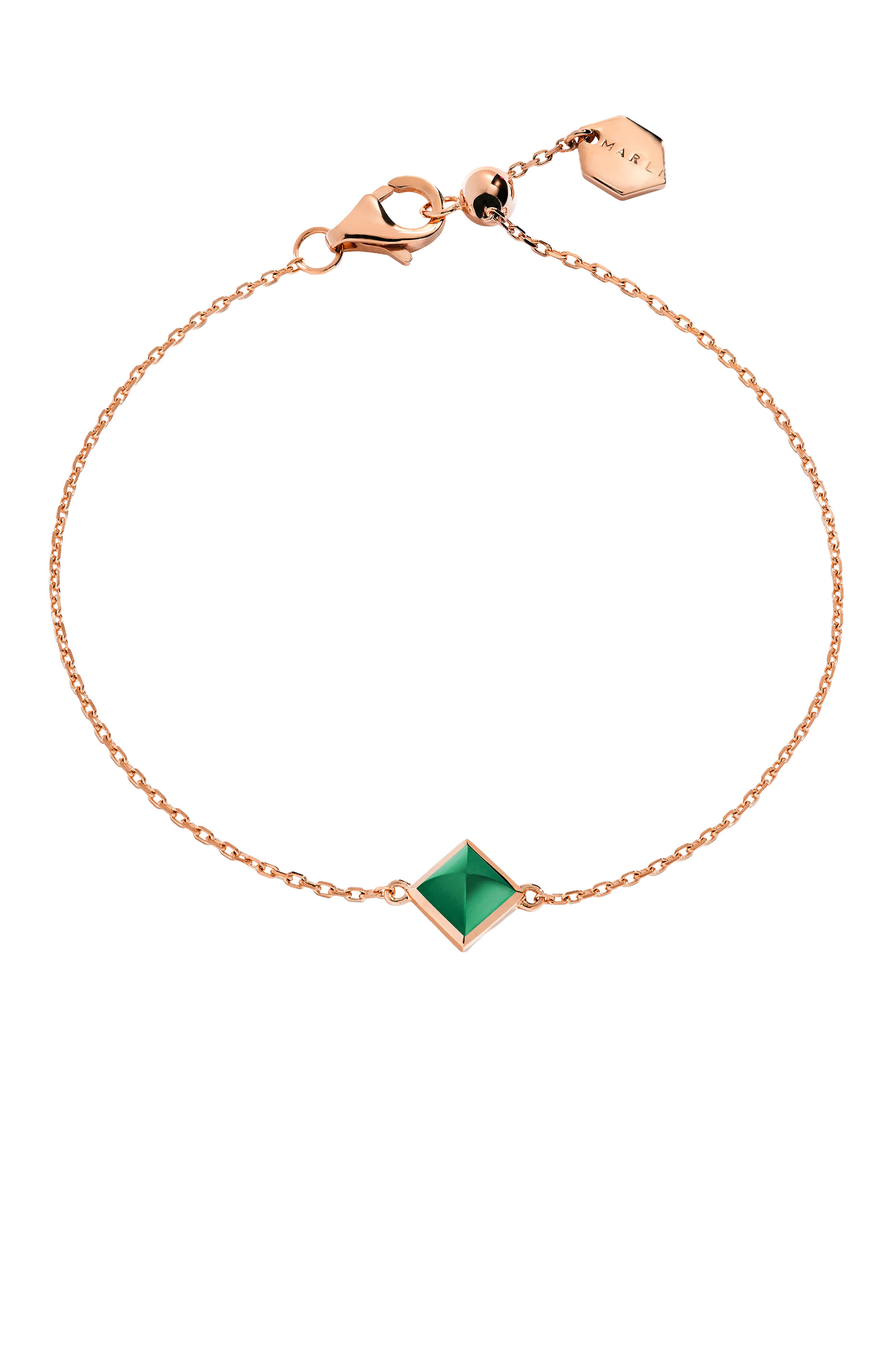 Cleo Pyramid Bracelet, 18k Pink Gold & Green Agate