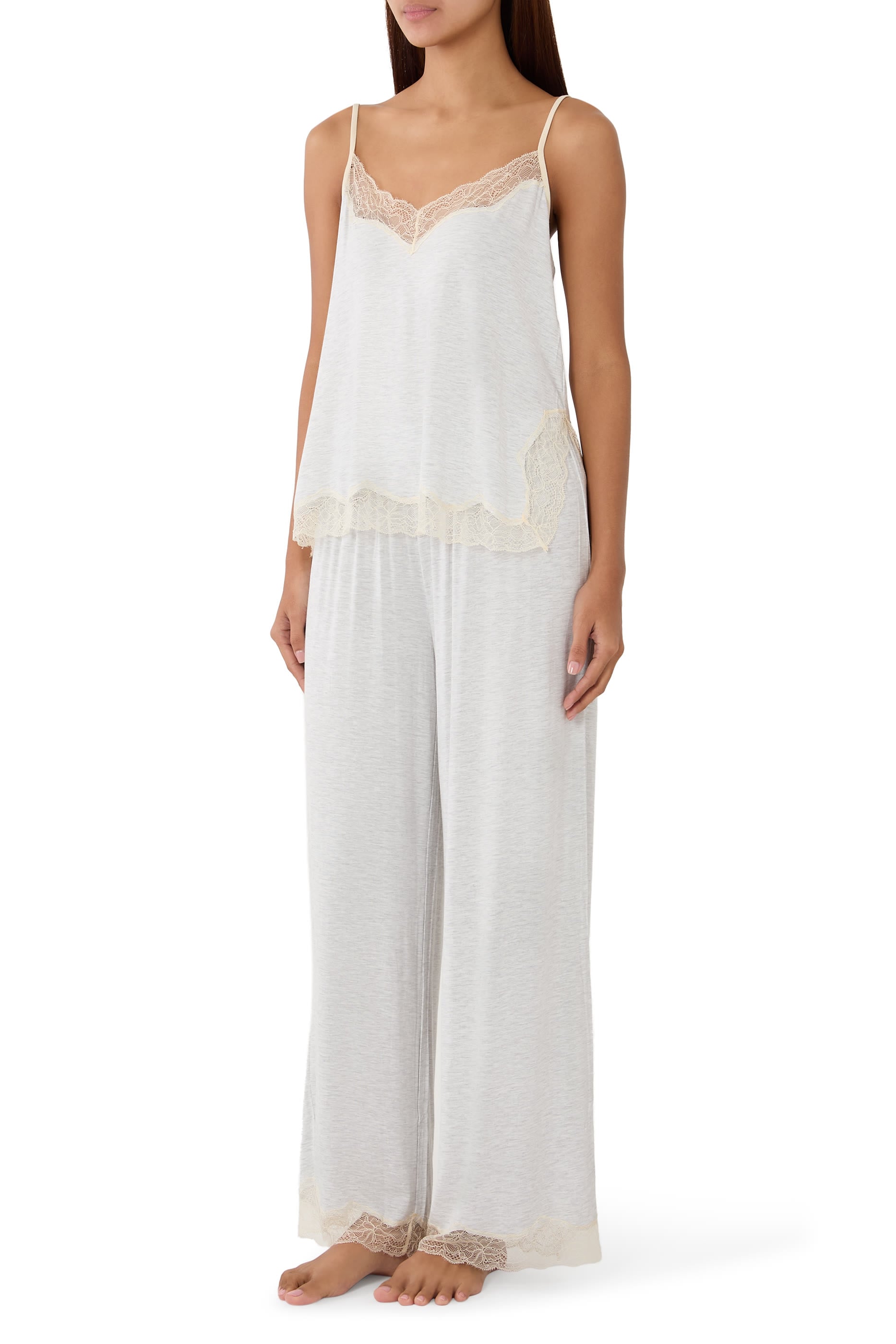 Jersey Lace Detail Cami Pajama Set 